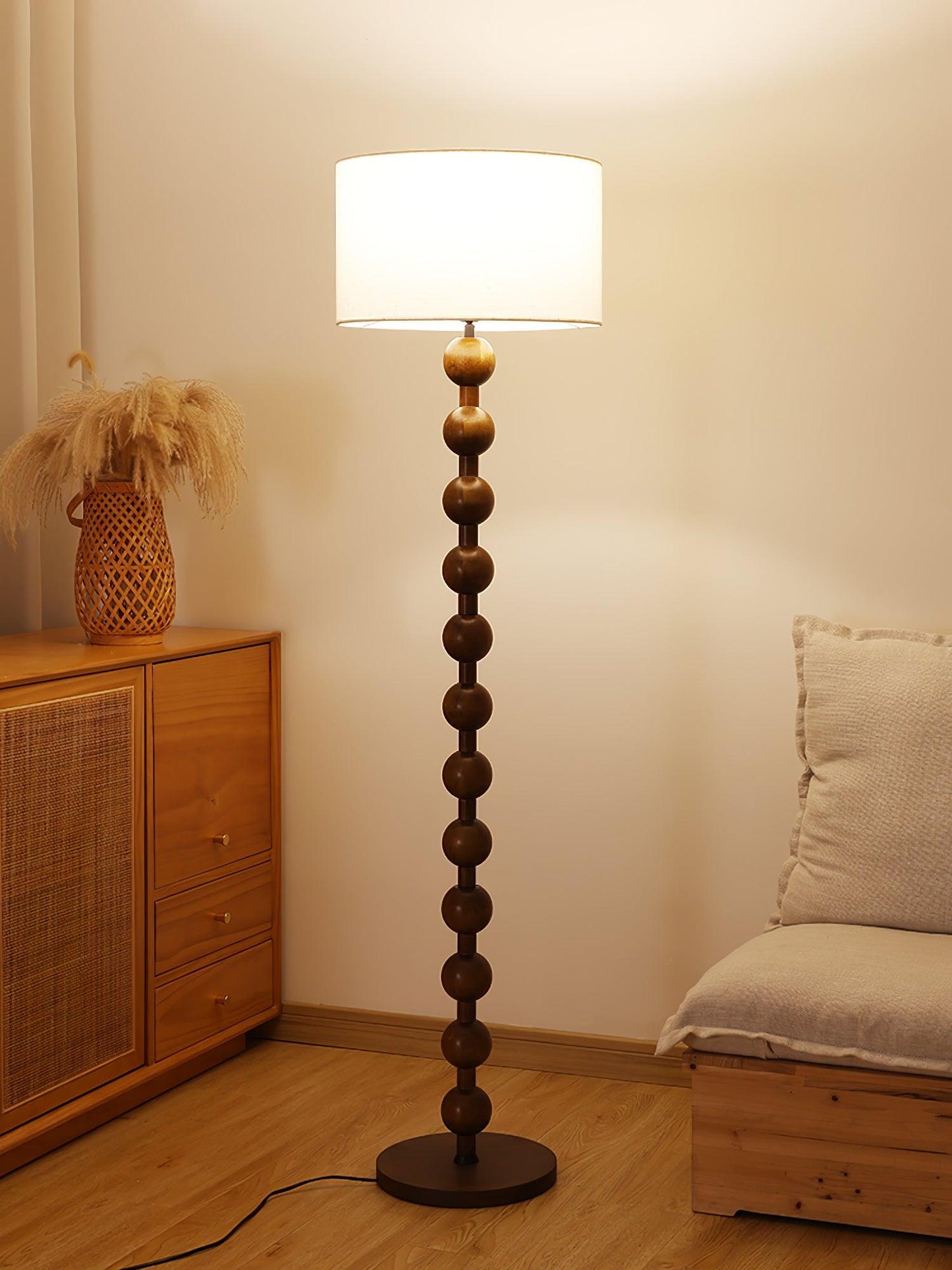 Hugo Barbell Floor Lamp - LED Indoor Lighting, Ash Wood