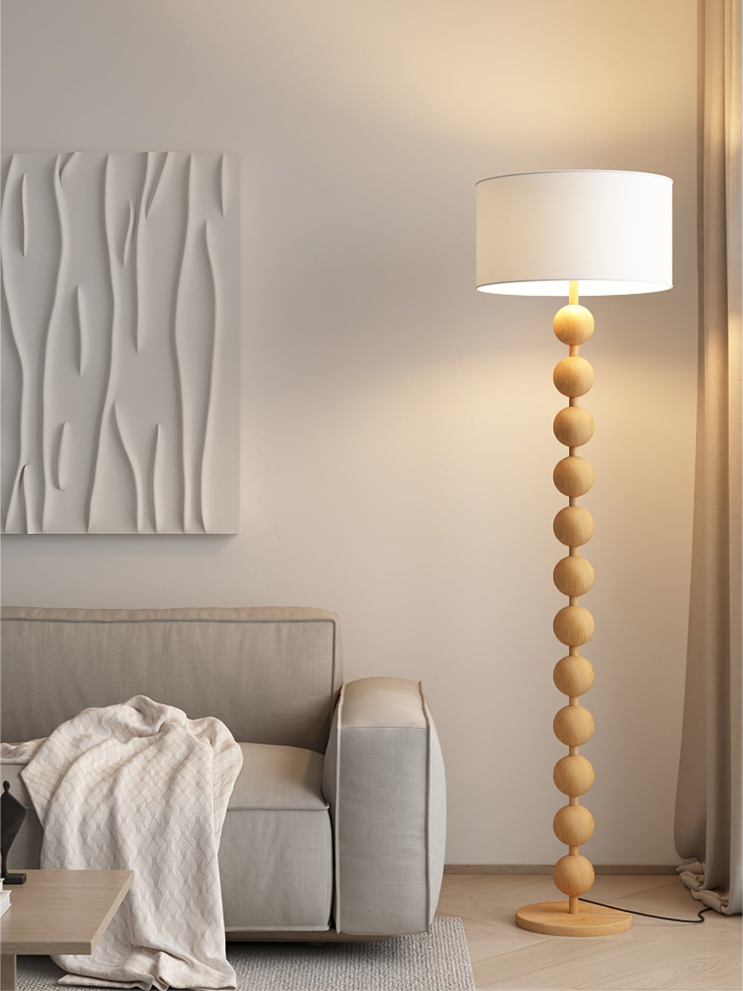 Hugo Barbell Floor Lamp - LED Indoor Lighting, Ash Wood