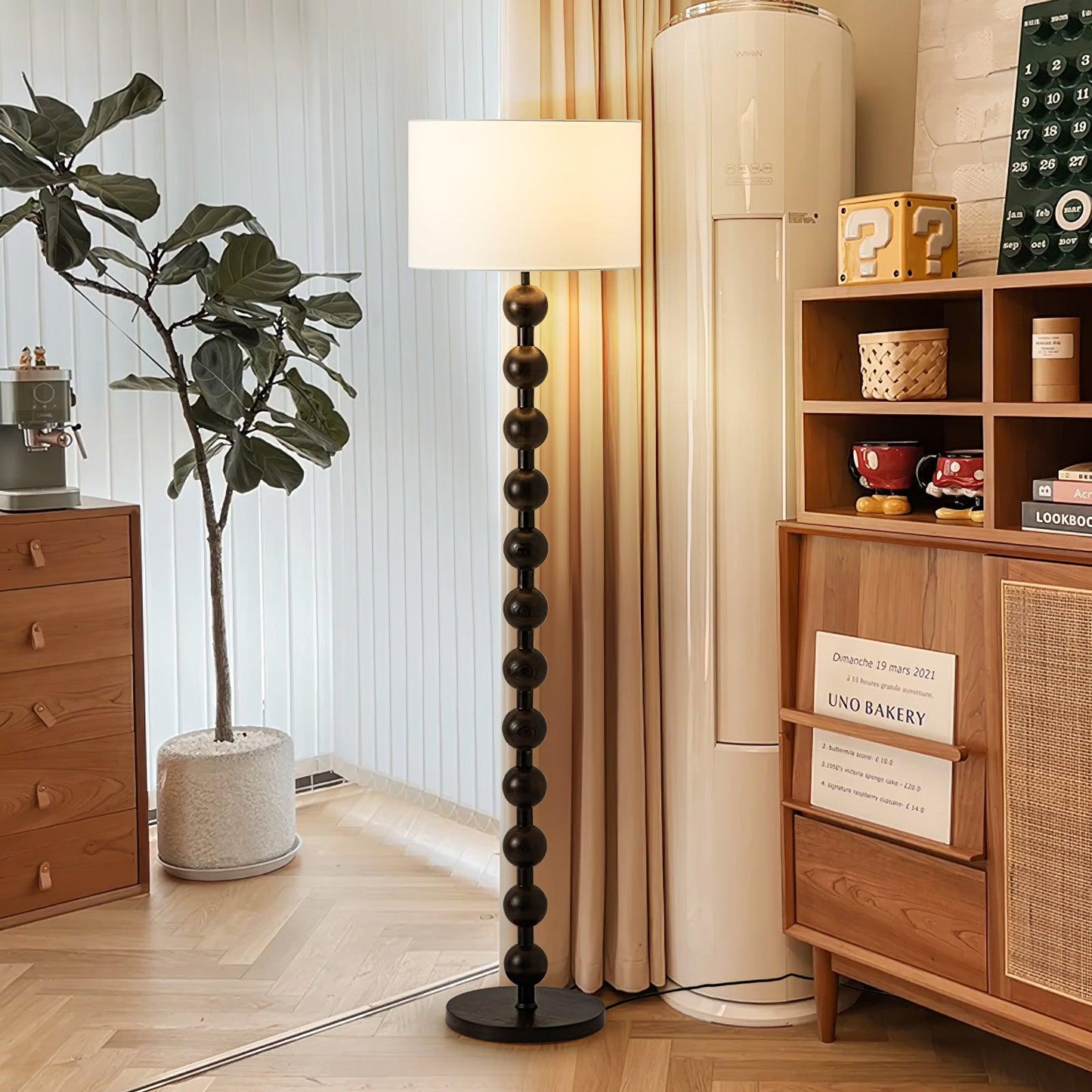 Hugo Barbell Floor Lamp - LED Indoor Lighting, Ash Wood