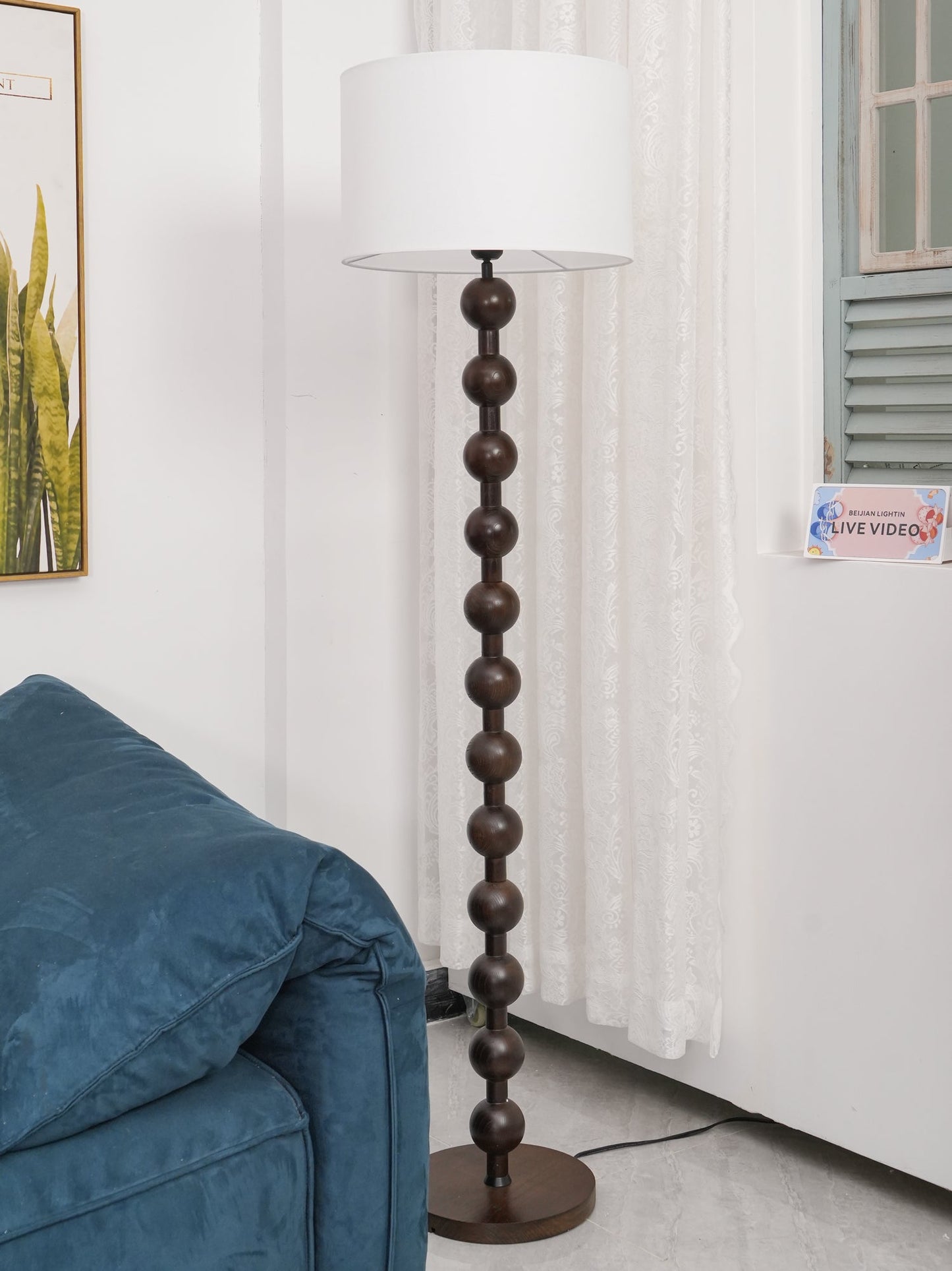 Hugo Barbell Floor Lamp - LED Indoor Lighting, Ash Wood