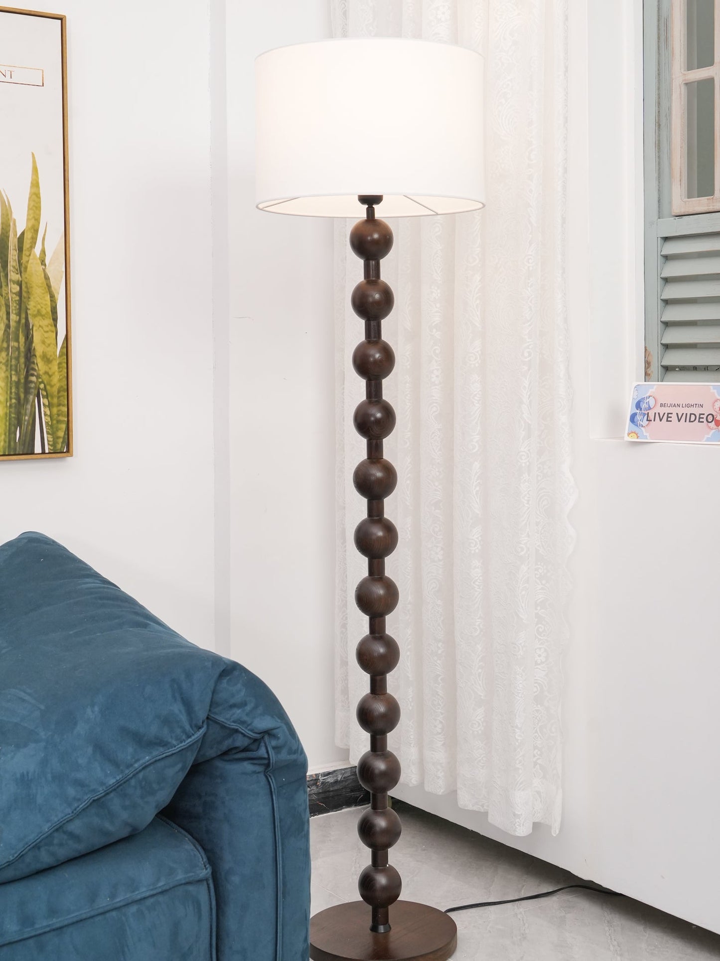Hugo Barbell Floor Lamp - LED Indoor Lighting, Ash Wood