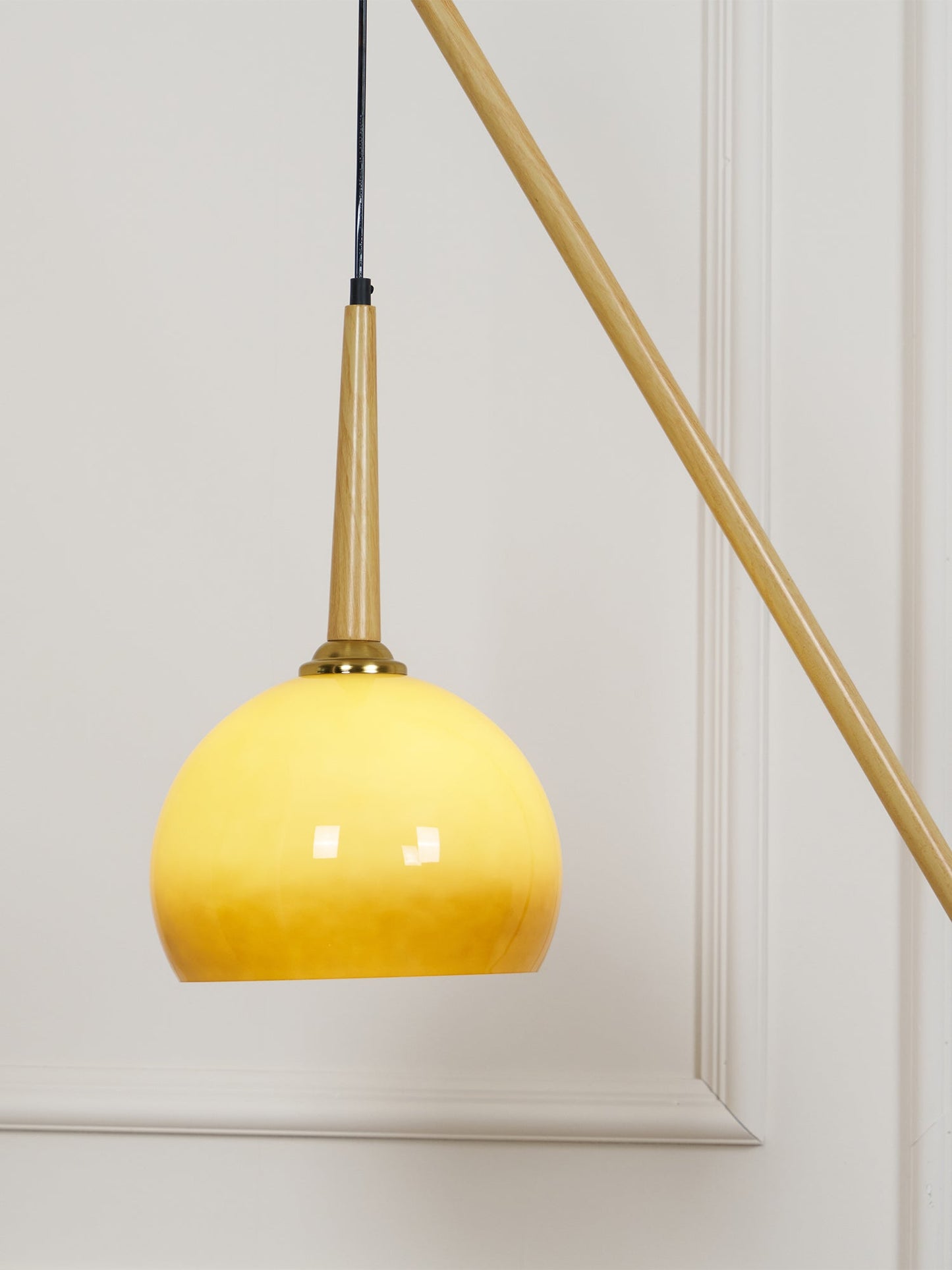 Hulusi Hanging Floor Lamp with Orange Shade and Marble Base