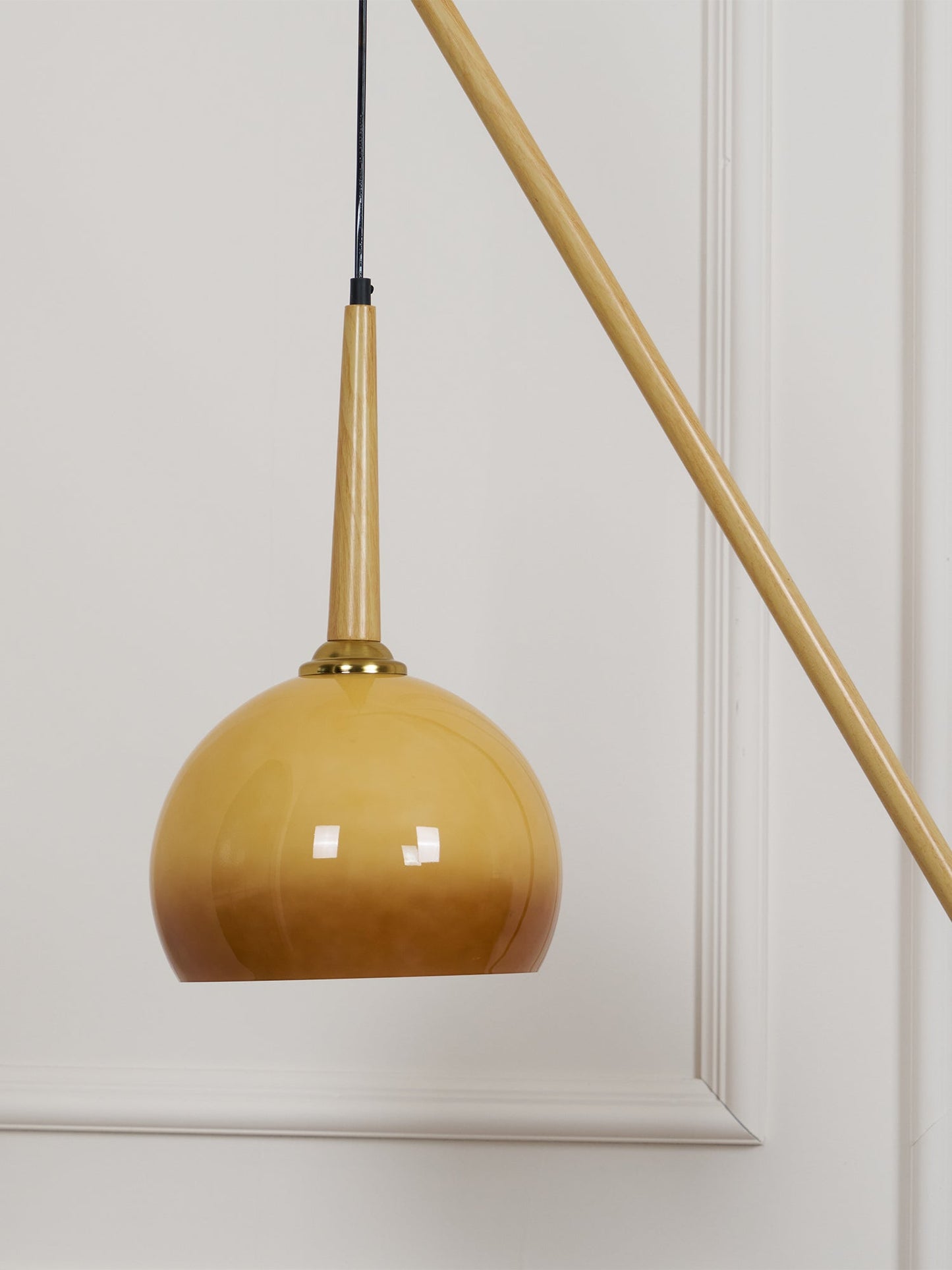 Hulusi Hanging Floor Lamp with Orange Shade and Marble Base