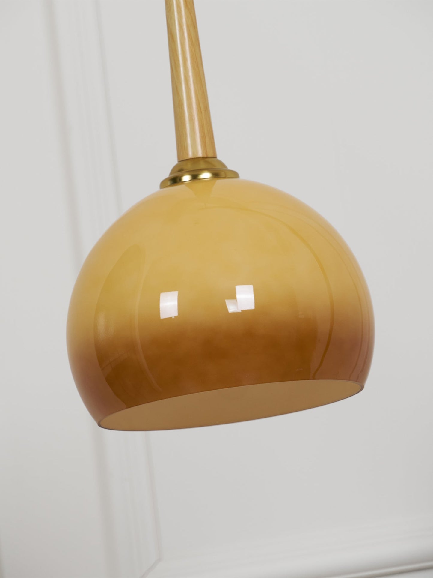 Hulusi Hanging Floor Lamp with Orange Shade and Marble Base