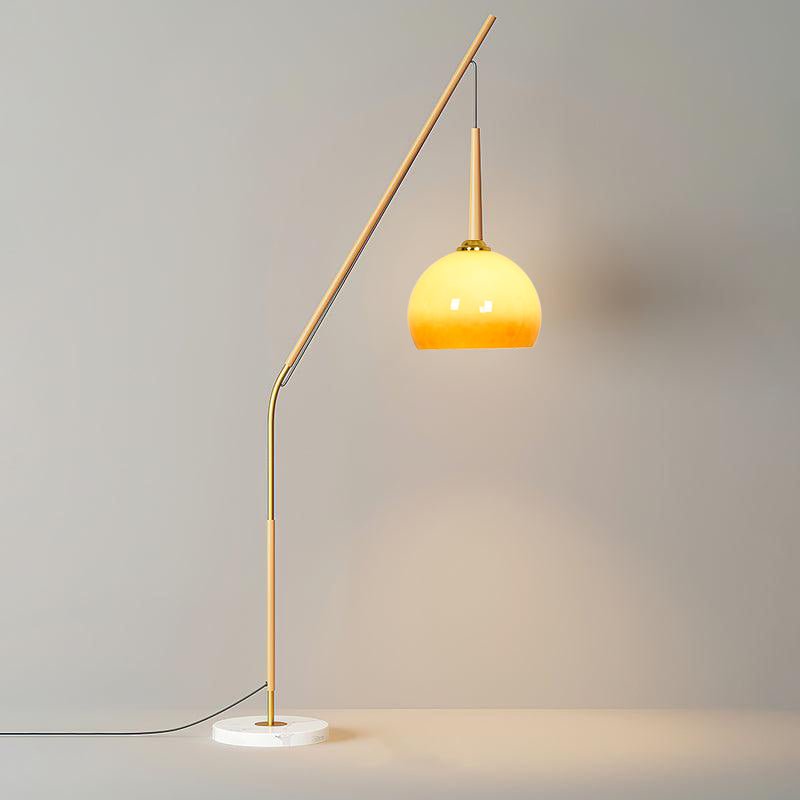 Hulusi Hanging Floor Lamp with Orange Shade and Marble Base