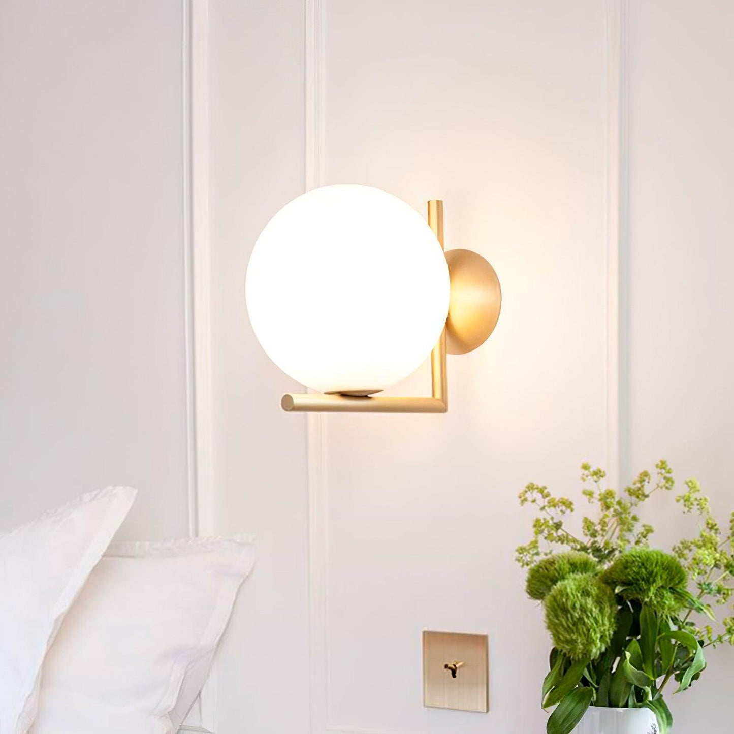 Blown Glass Opal Glass Wall Lamp - LED Metal & Glass Lighting