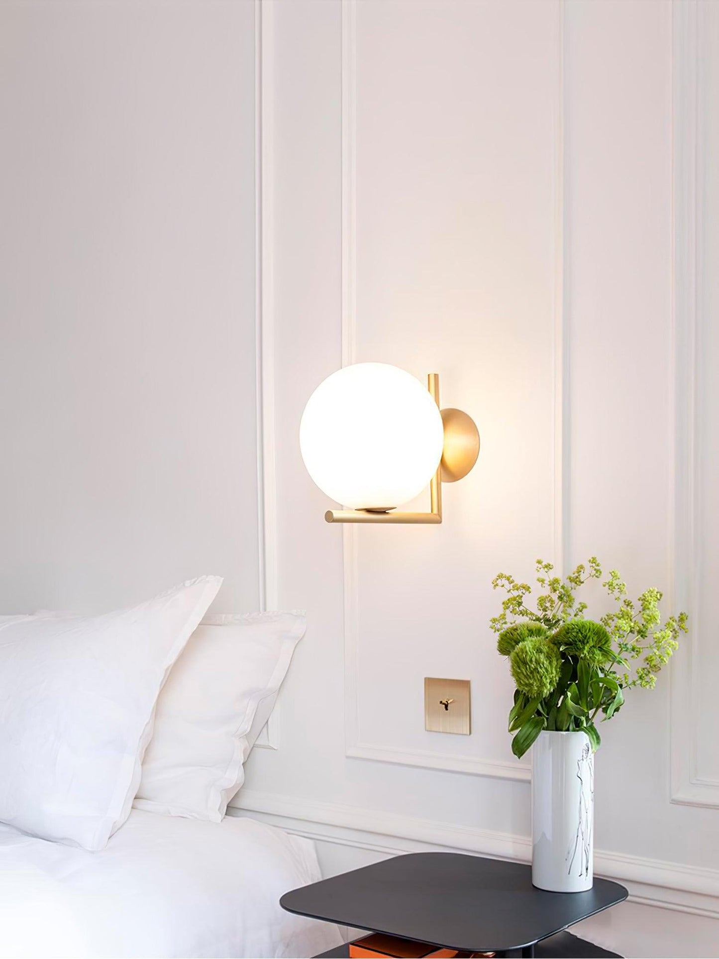Blown Glass Opal Glass Wall Lamp - LED Metal & Glass Lighting