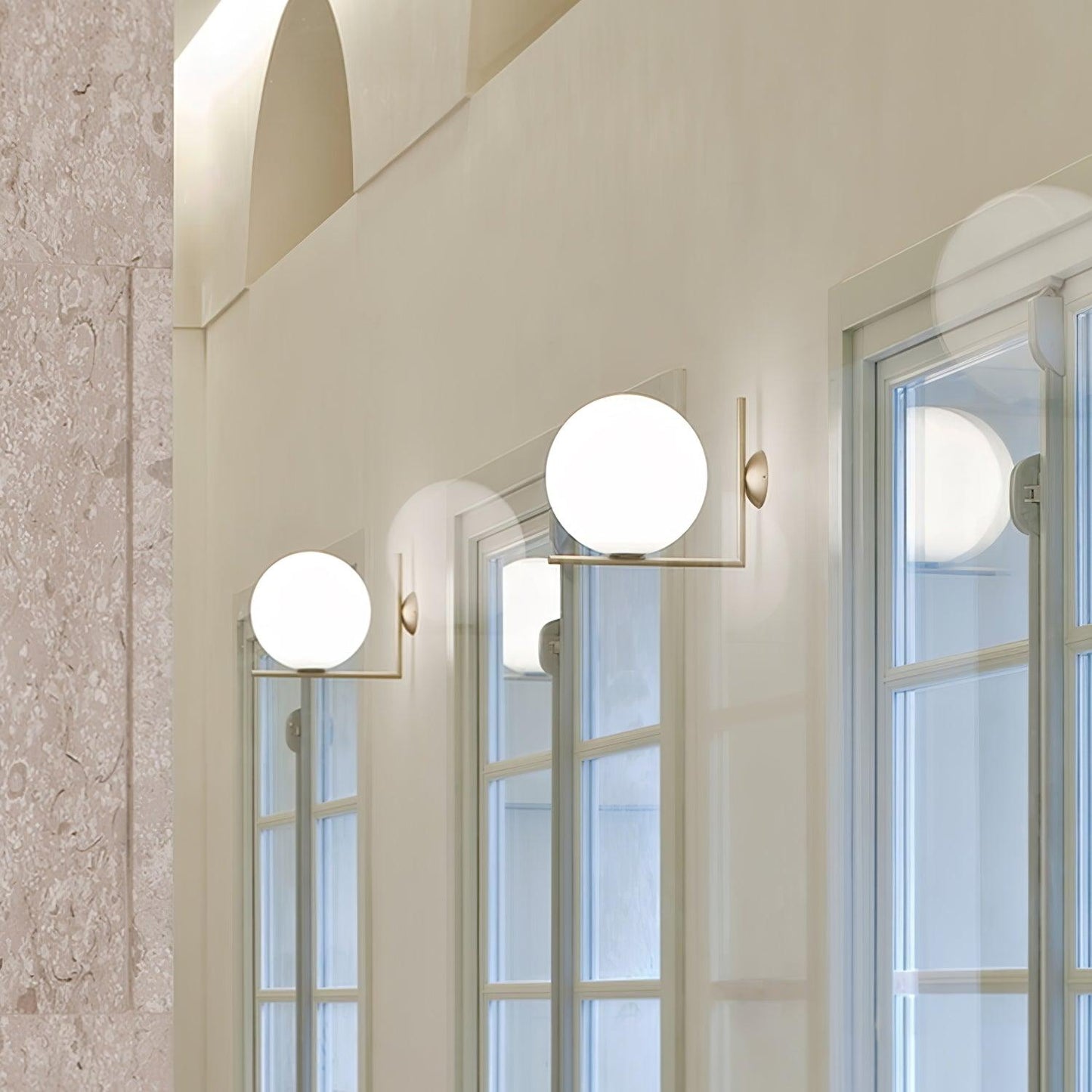 Blown Glass Opal Glass Wall Lamp - LED Metal & Glass Lighting