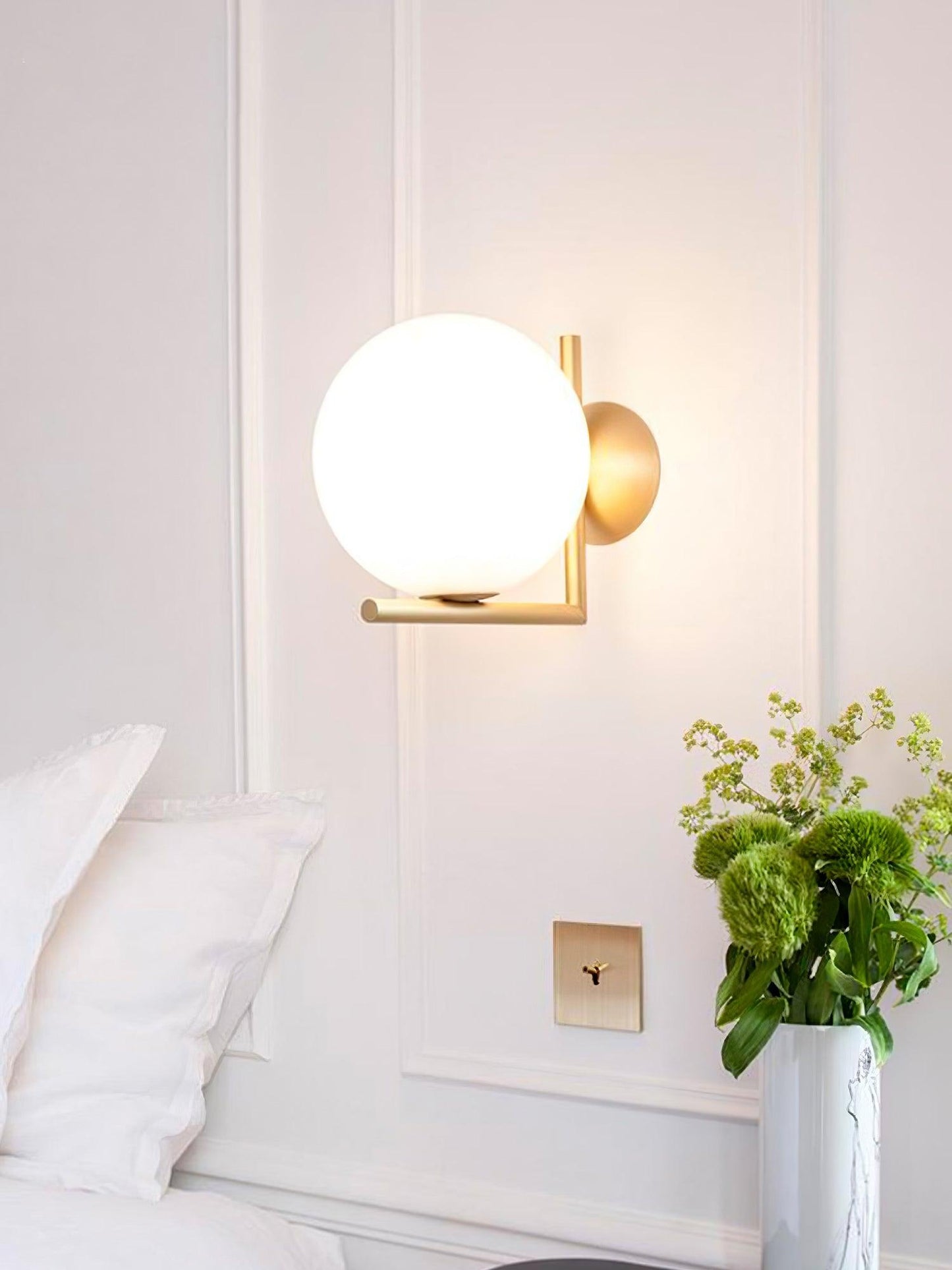 Blown Glass Opal Glass Wall Lamp - LED Metal & Glass Lighting