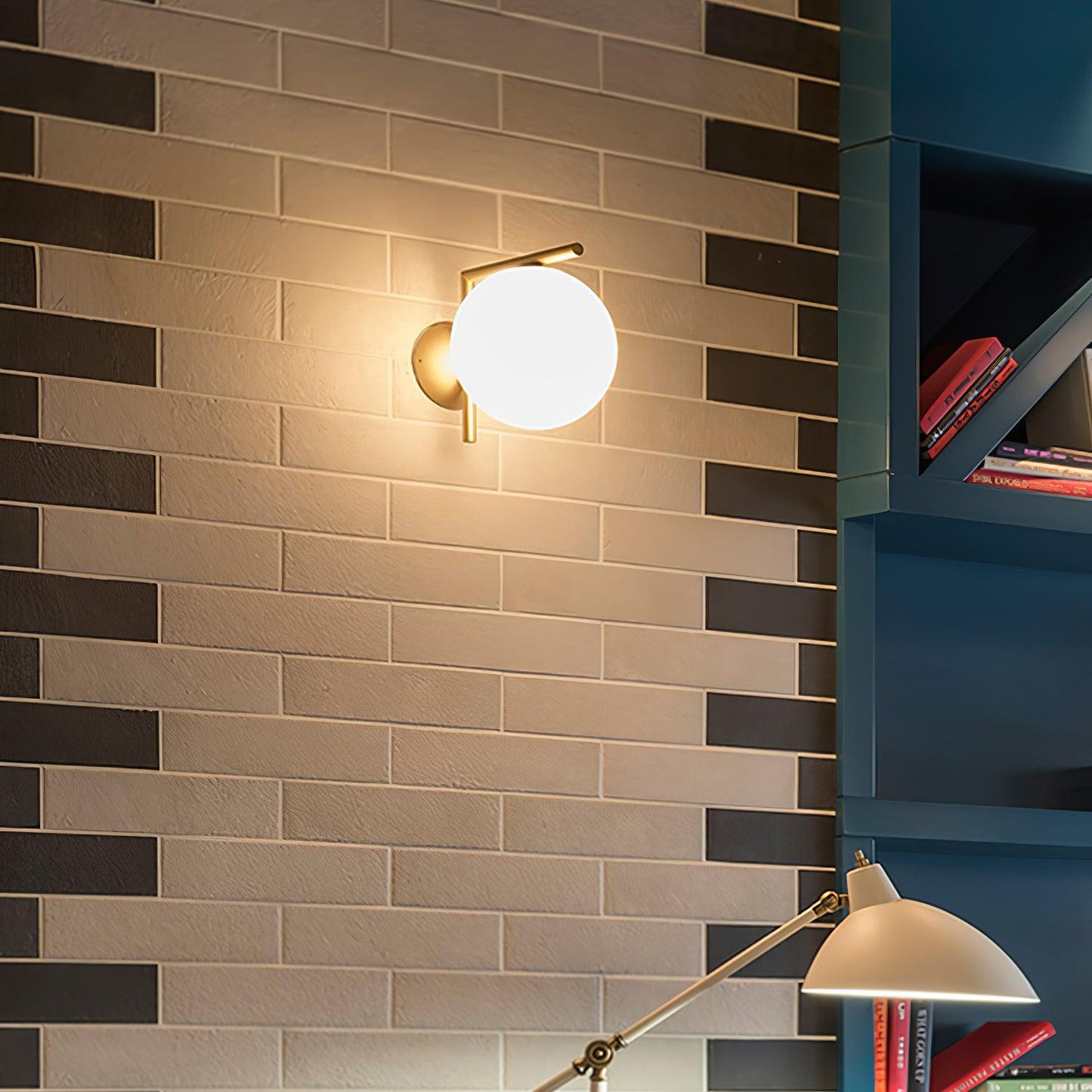 Blown Glass Opal Glass Wall Lamp - LED Metal & Glass Lighting