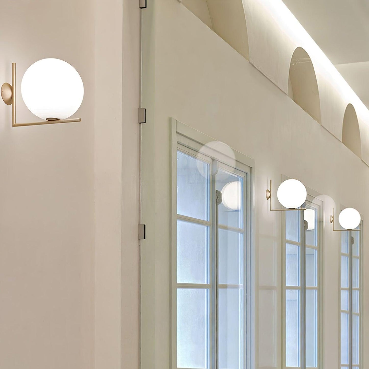 Blown Glass Opal Glass Wall Lamp - LED Metal & Glass Lighting