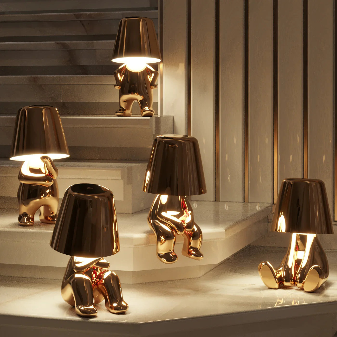 The Thinker Collection - Artistic Cordless Table Lamps with Dimmable Lighting