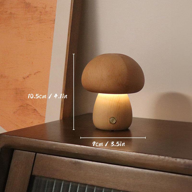 EcoGlow Rechargeable Wooden Mushroom Table Lamp