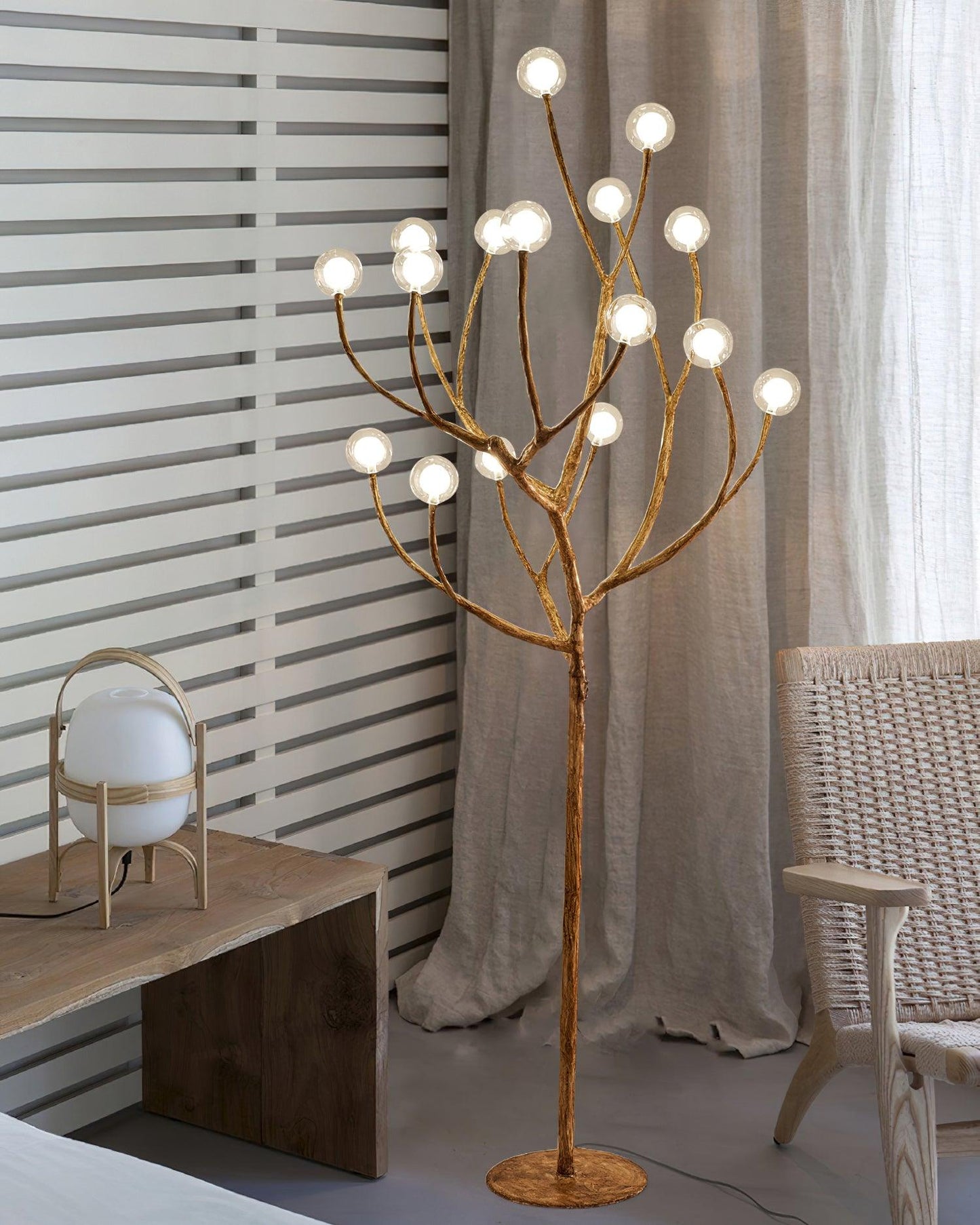 Imitation Wood Floor Lamp with LED, Modern Design, Indoor Use