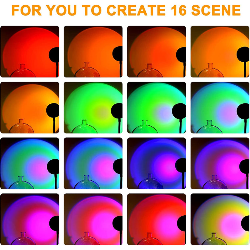 Sunset Projector Lamp LED Night Light RGB for Bedroom 10W 360° Rotation