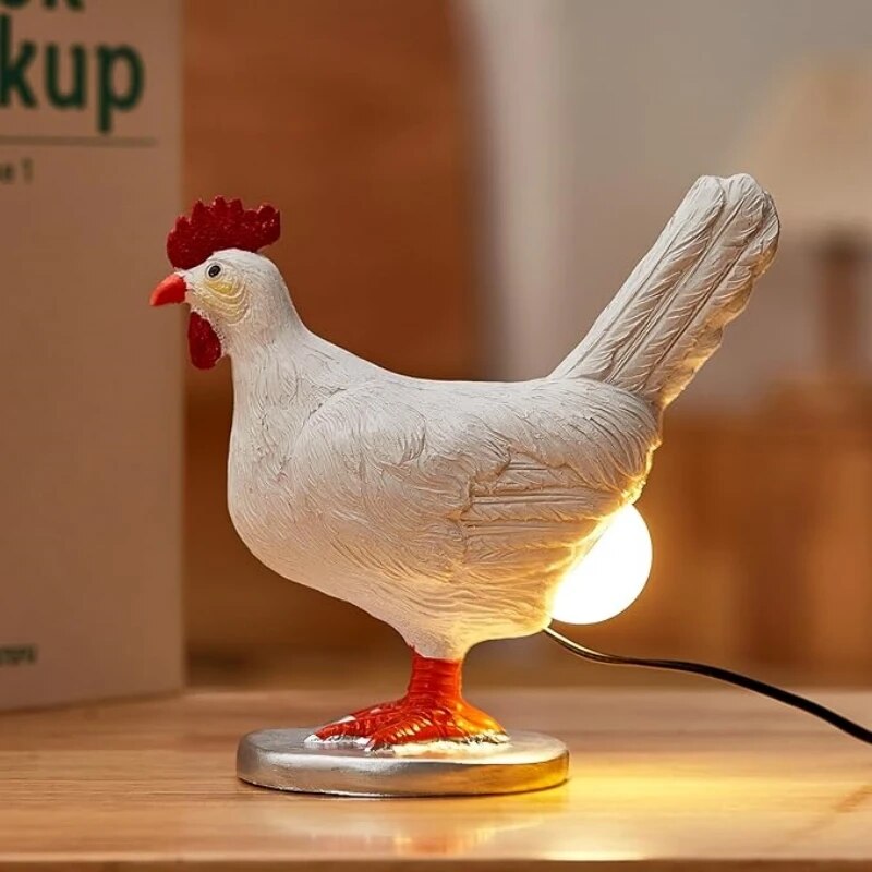 Jasper Chicken Table Lamp - Unique LED Decorative Light, Battery Operated, Compact Design