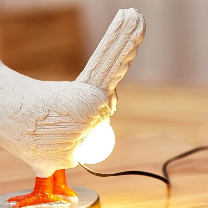 Jasper Chicken Table Lamp - Unique LED Decorative Light, Battery Operated, Compact Design