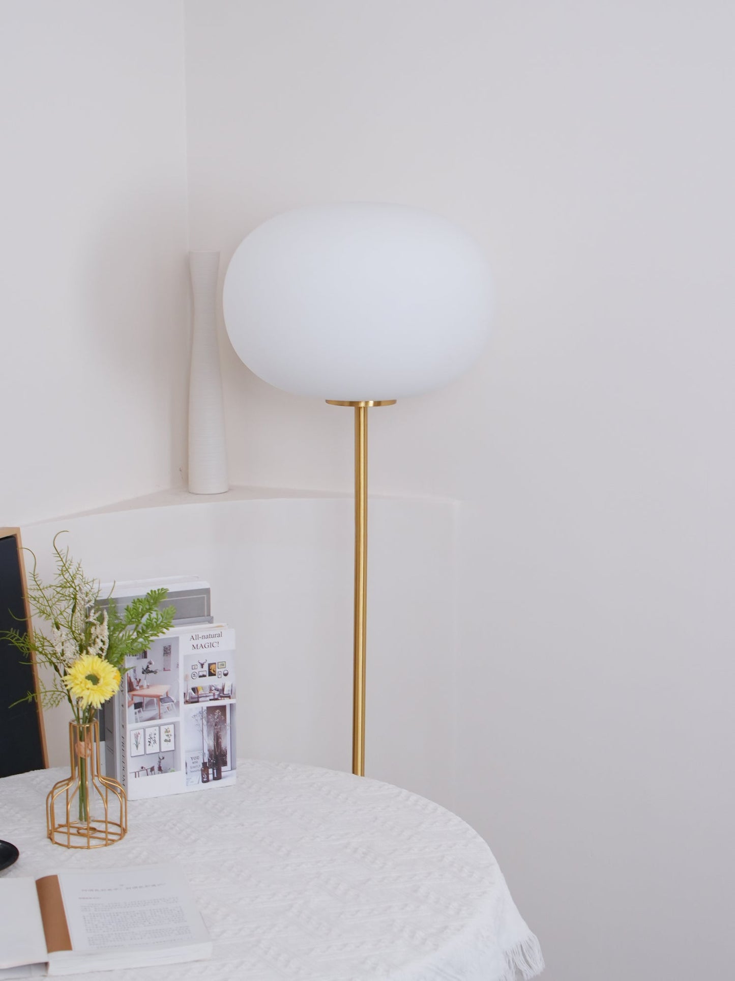 Jwda Floor Lamp with Marble Base and LED Light, Indoor
