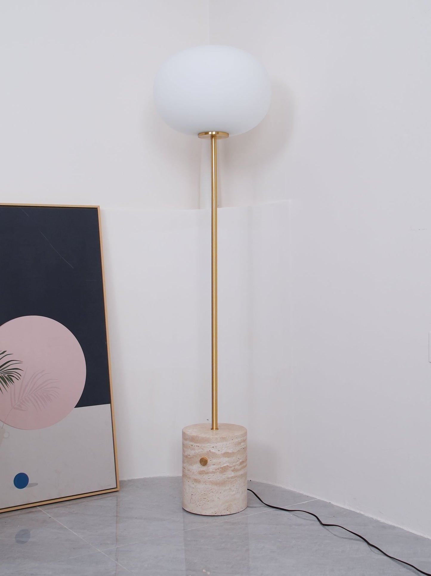 Jwda Floor Lamp with Marble Base and LED Light, Indoor