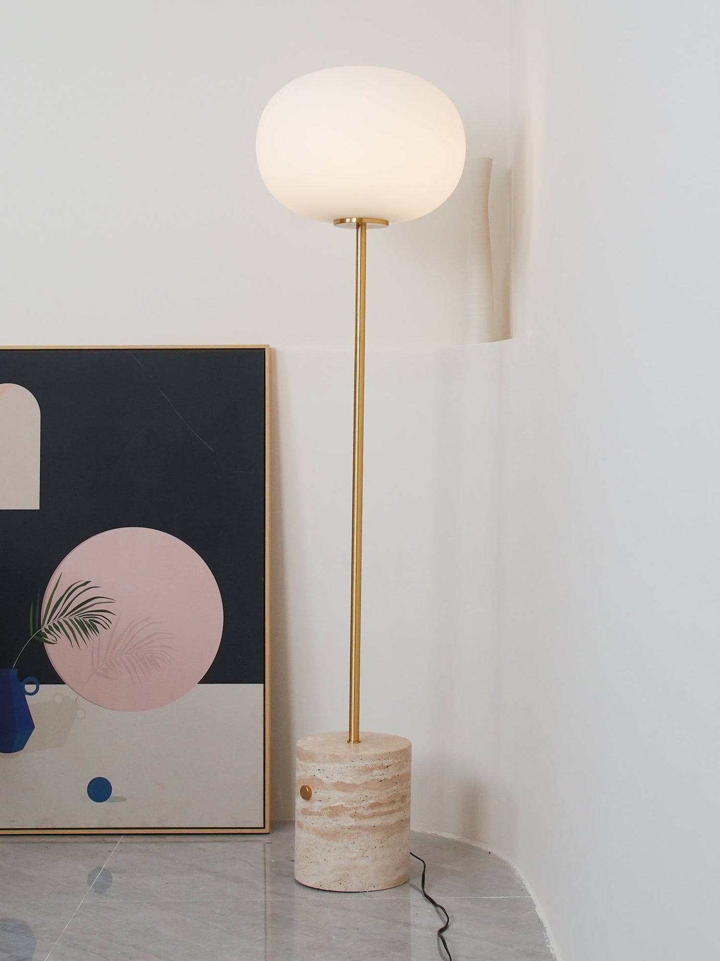 Jwda Floor Lamp with Marble Base and LED Light, Indoor