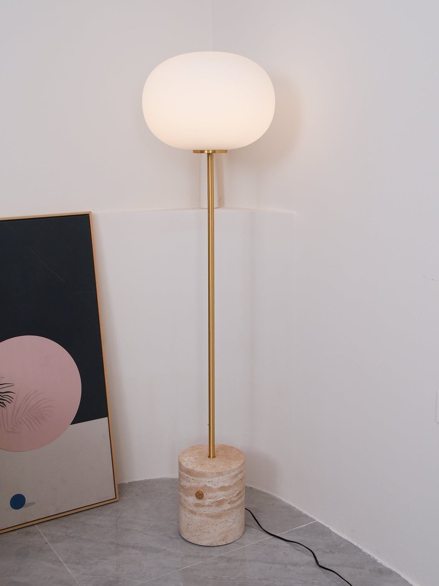 Jwda Floor Lamp with Marble Base and LED Light, Indoor