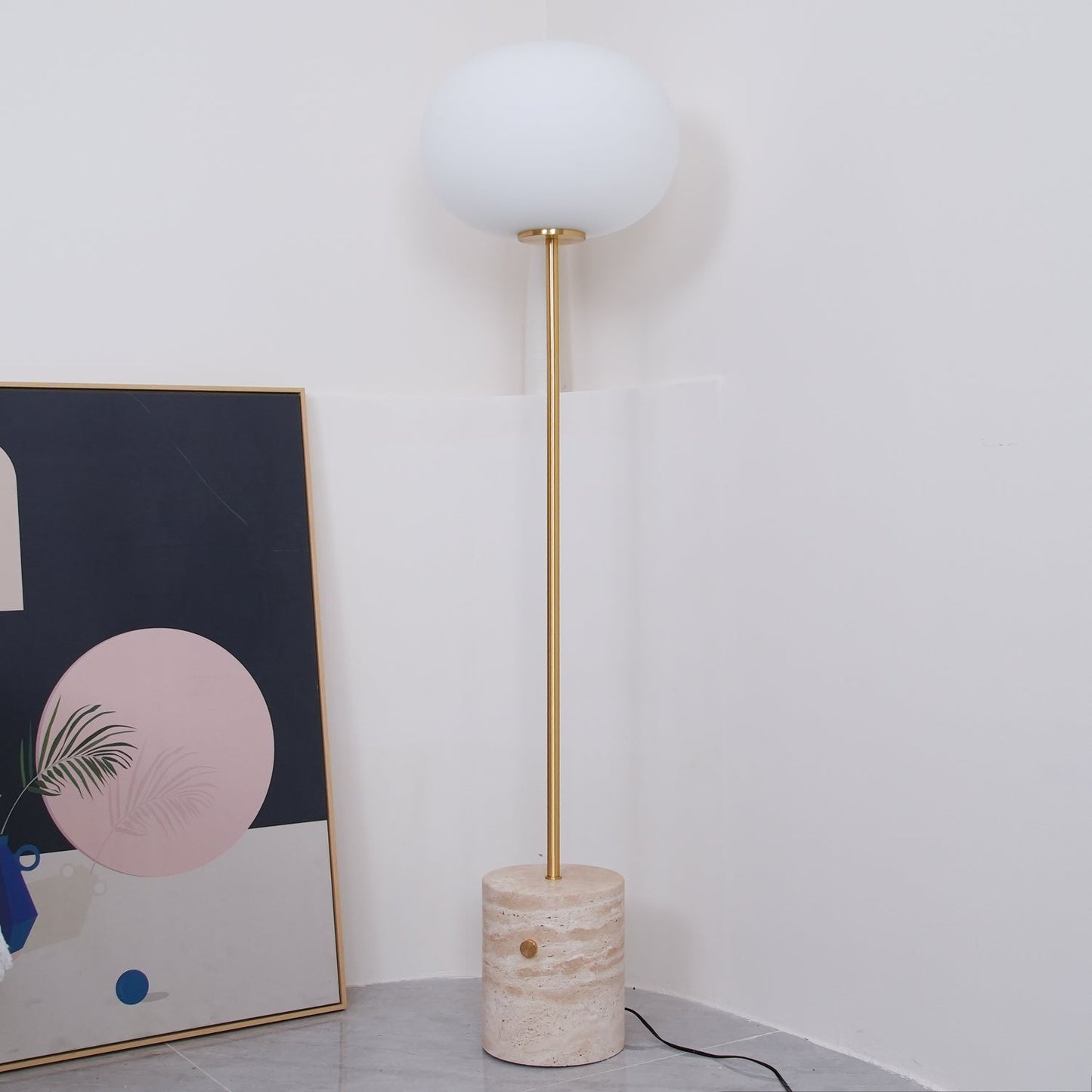 Jwda Floor Lamp with Marble Base and LED Light, Indoor