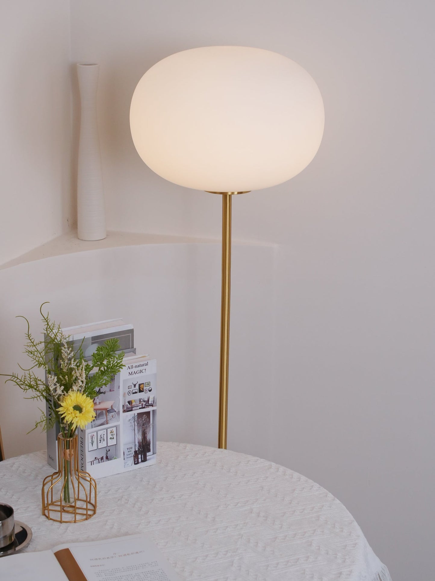 Jwda Floor Lamp with Marble Base and LED Light, Indoor