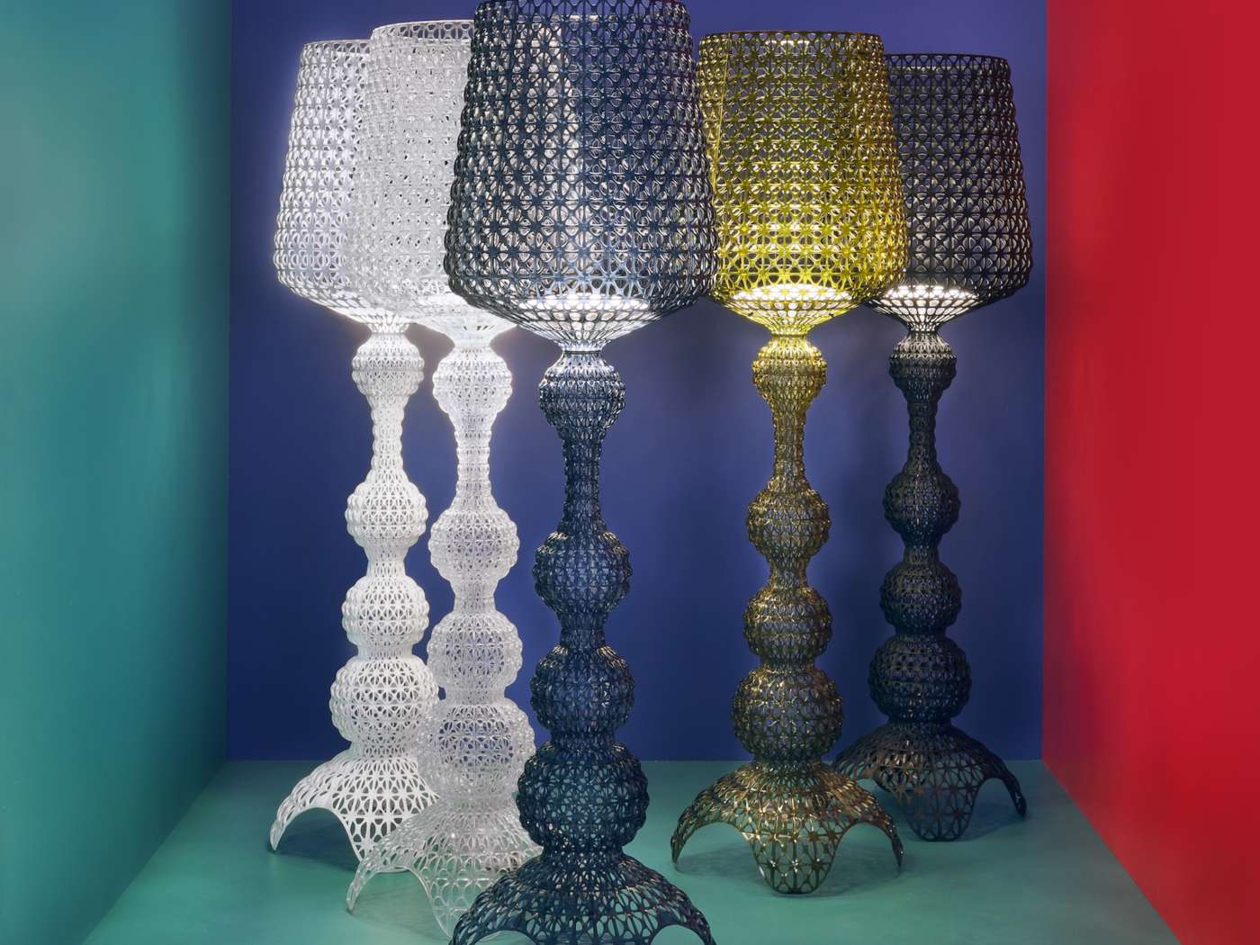 Kabuki Floor Lamp with LED Light - Acrylic, Dimmable, Indoor