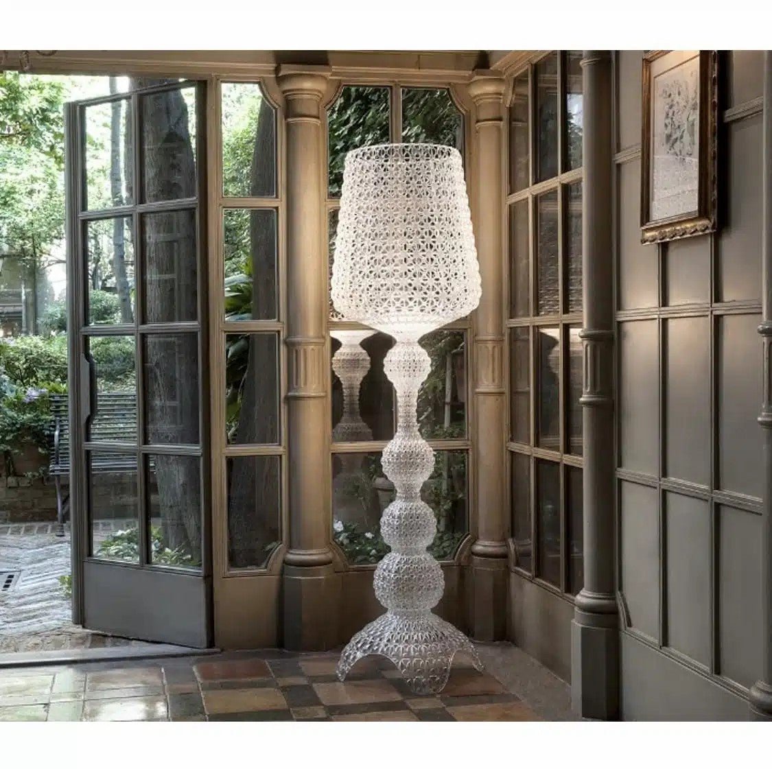 Kabuki Floor Lamp with LED Light - Acrylic, Dimmable, Indoor