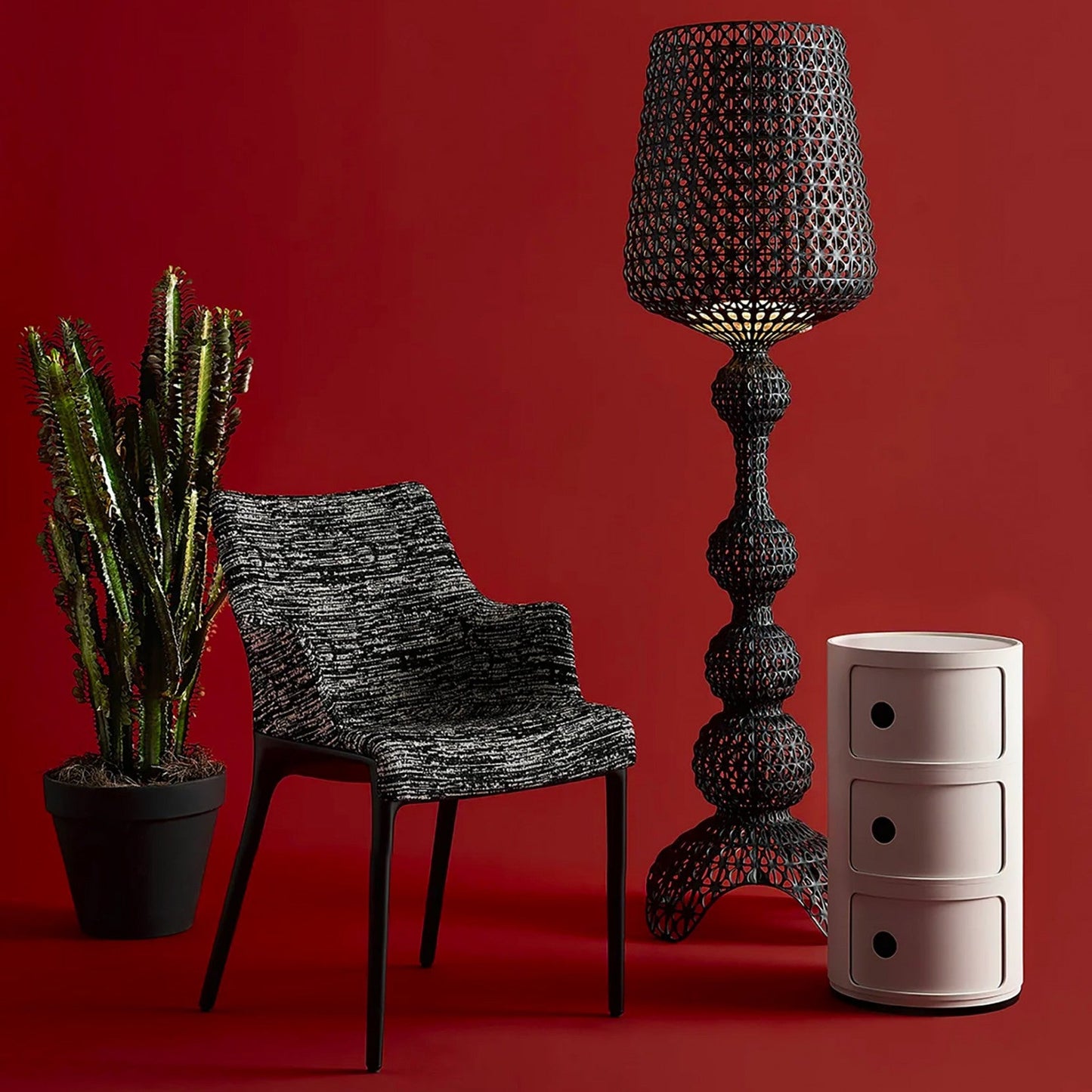 Kabuki Floor Lamp with LED Light - Acrylic, Dimmable, Indoor
