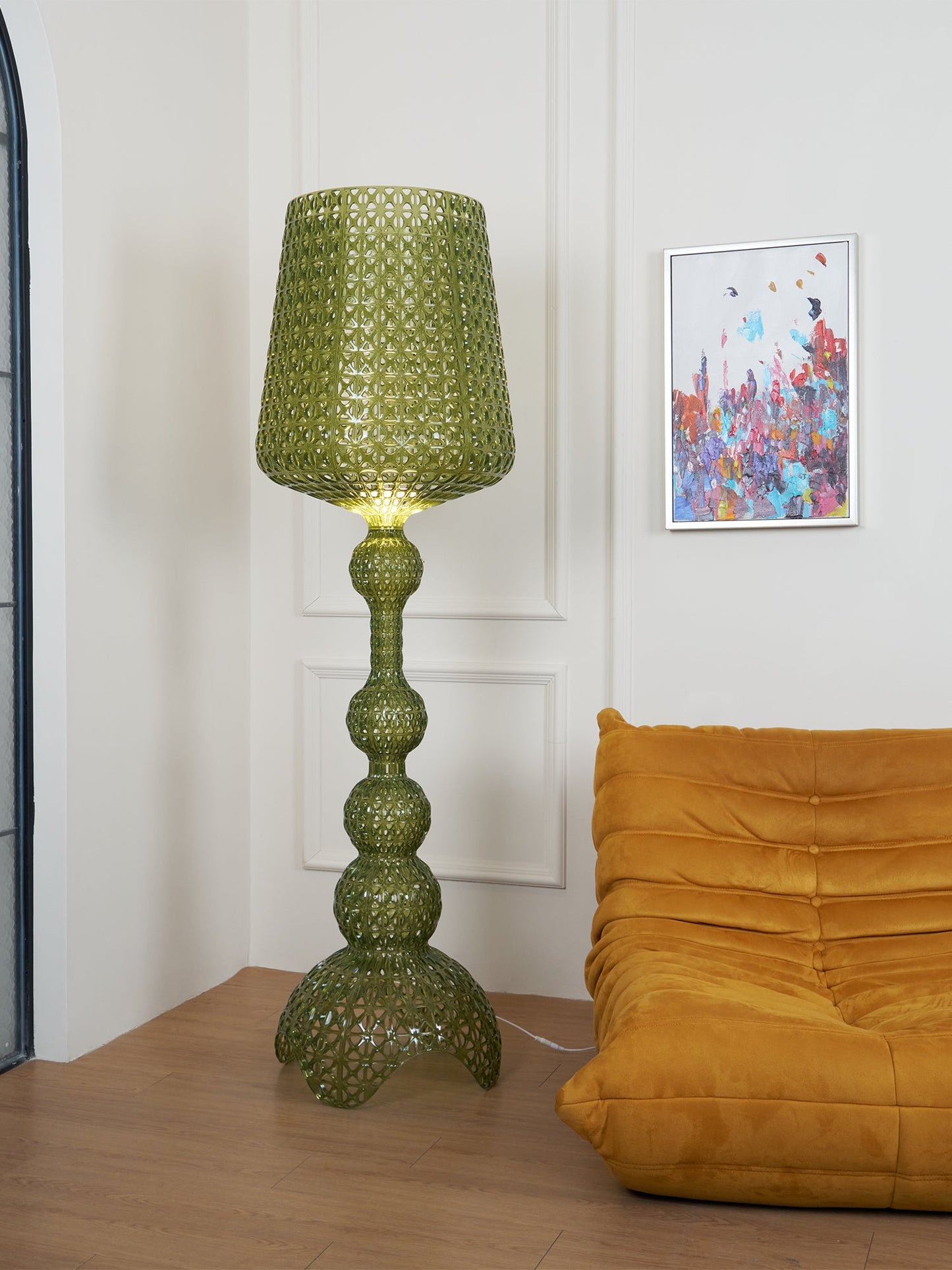 Kabuki Floor Lamp with LED Light - Acrylic, Dimmable, Indoor