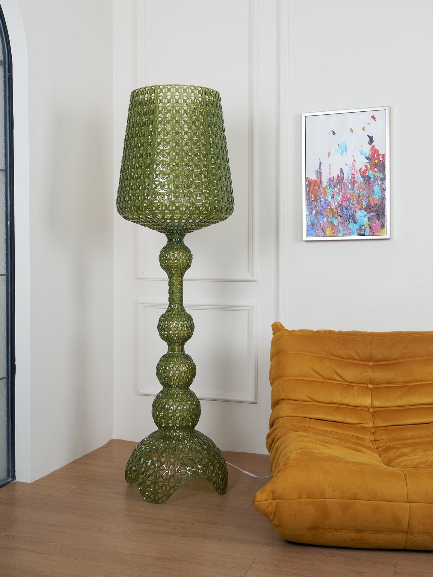 Kabuki Floor Lamp with LED Light - Acrylic, Dimmable, Indoor