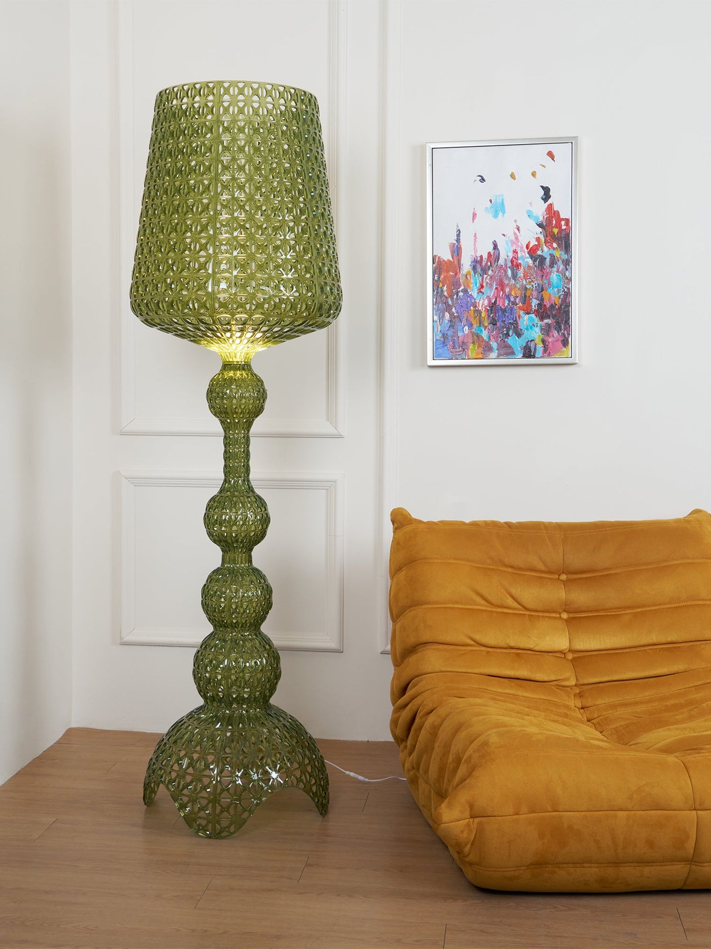 Kabuki Floor Lamp with LED Light - Acrylic, Dimmable, Indoor