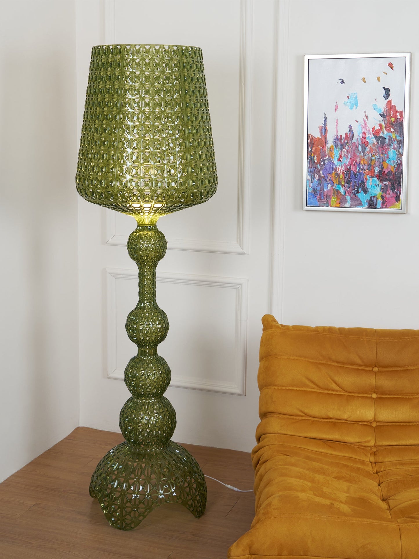 Kabuki Floor Lamp with LED Light - Acrylic, Dimmable, Indoor