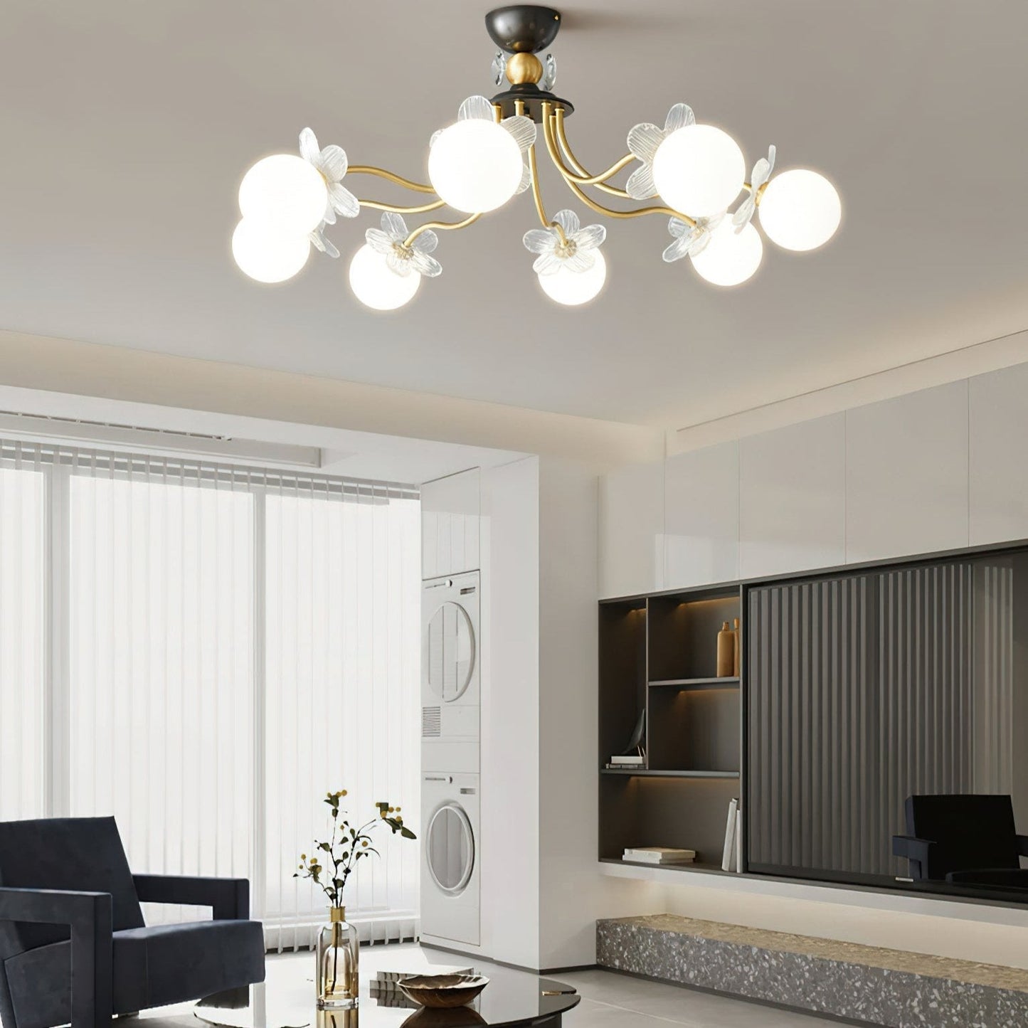 Blossom Flower Glass Chandelier - Elegant LED Lighting Decor
