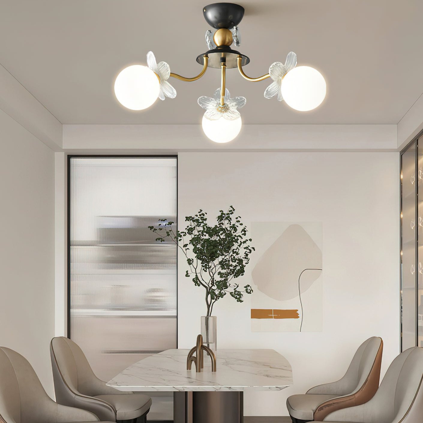Blossom Flower Glass Chandelier - Elegant LED Lighting Decor
