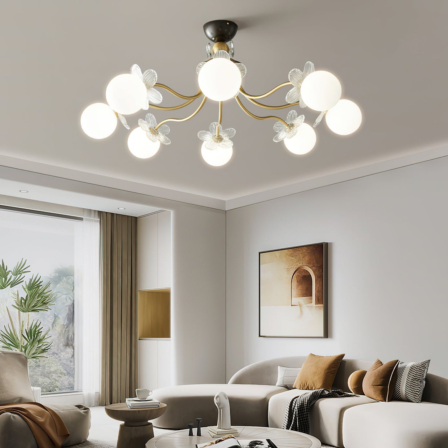 Blossom Flower Glass Chandelier - Elegant LED Lighting Decor