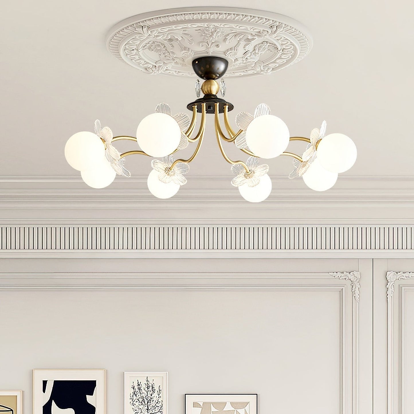 Blossom Flower Glass Chandelier - Elegant LED Lighting Decor