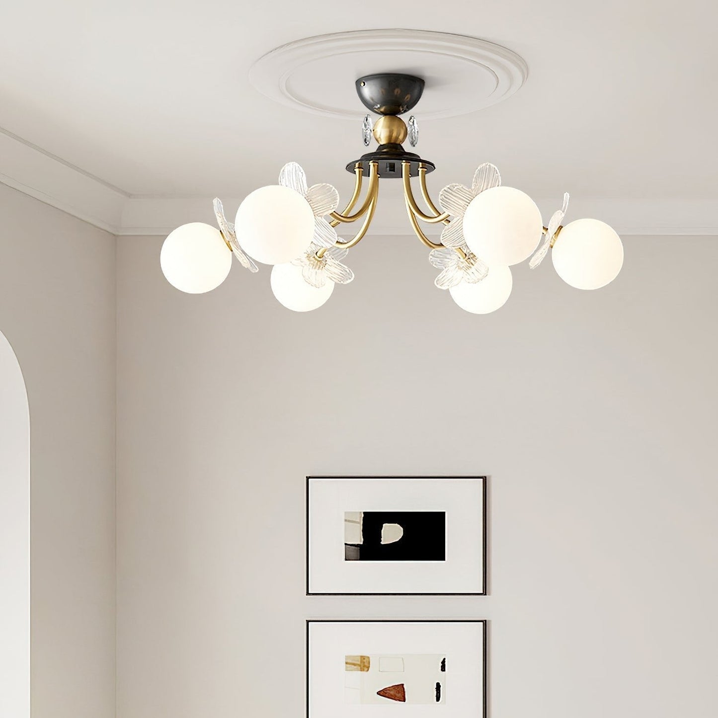 Blossom Flower Glass Chandelier - Elegant LED Lighting Decor