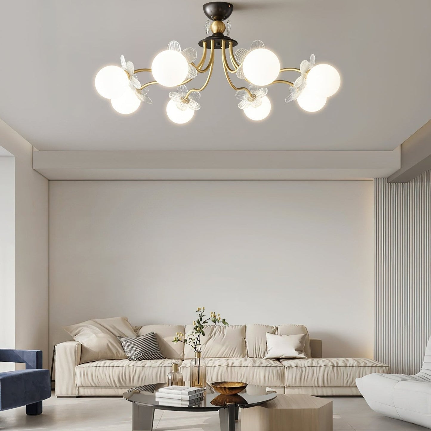 Blossom Flower Glass Chandelier - Elegant LED Lighting Decor