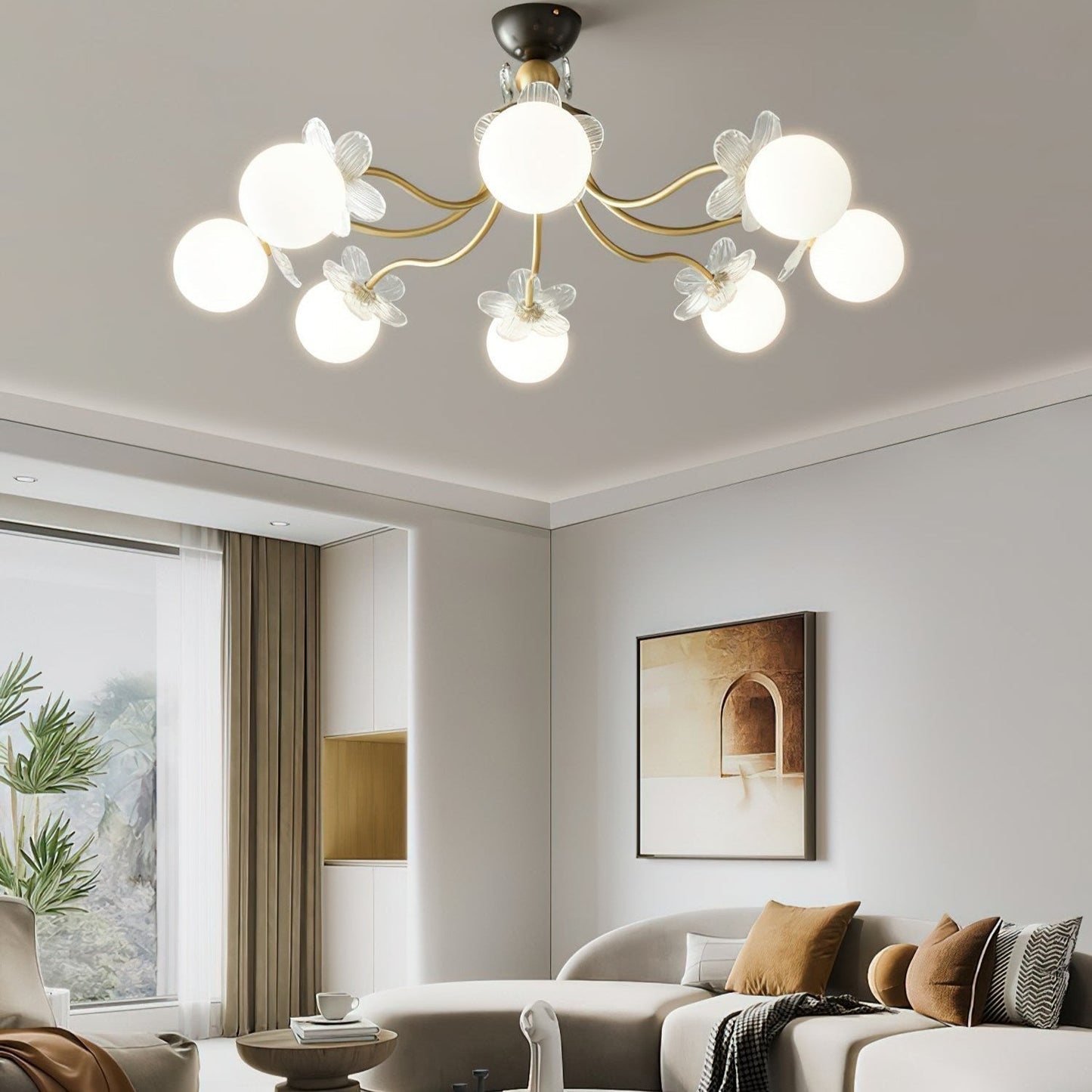 Blossom Flower Glass Chandelier - Elegant LED Lighting Decor