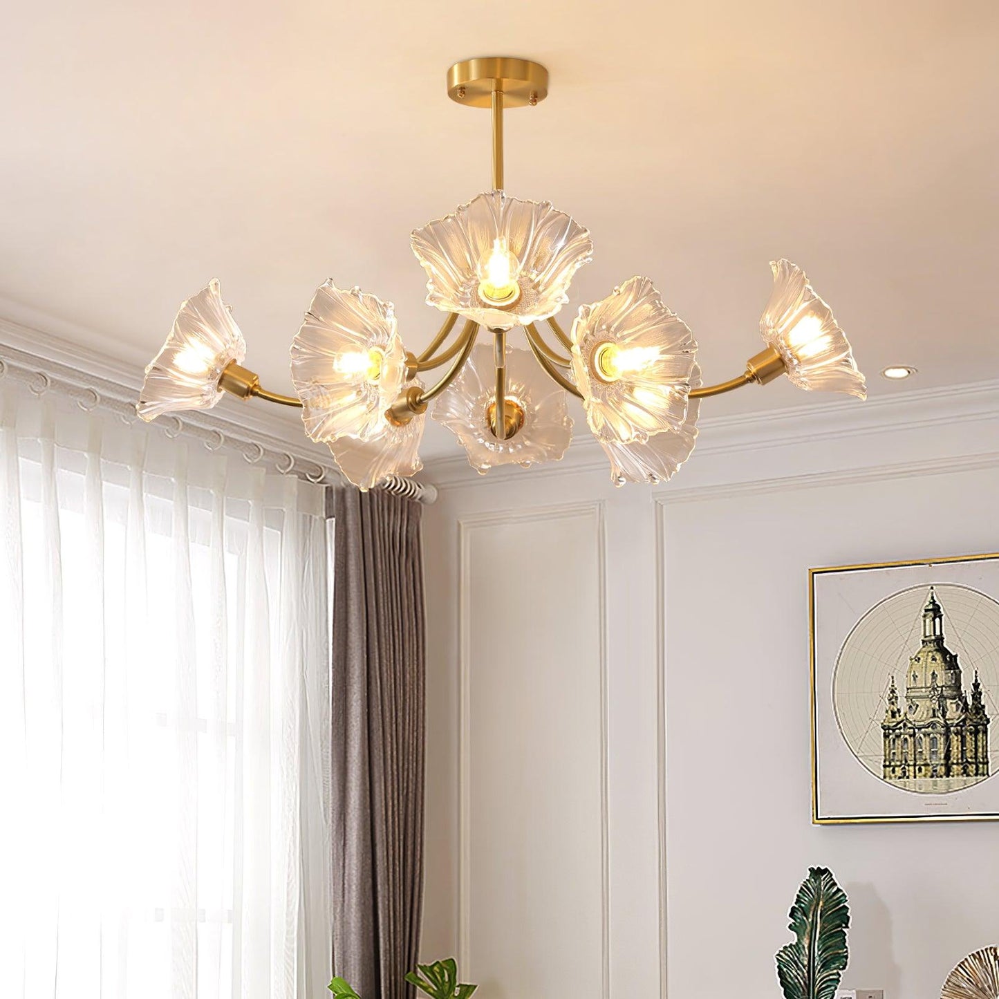 Kalin Flower Glass Chandelier - Elegant LED Pendant Light