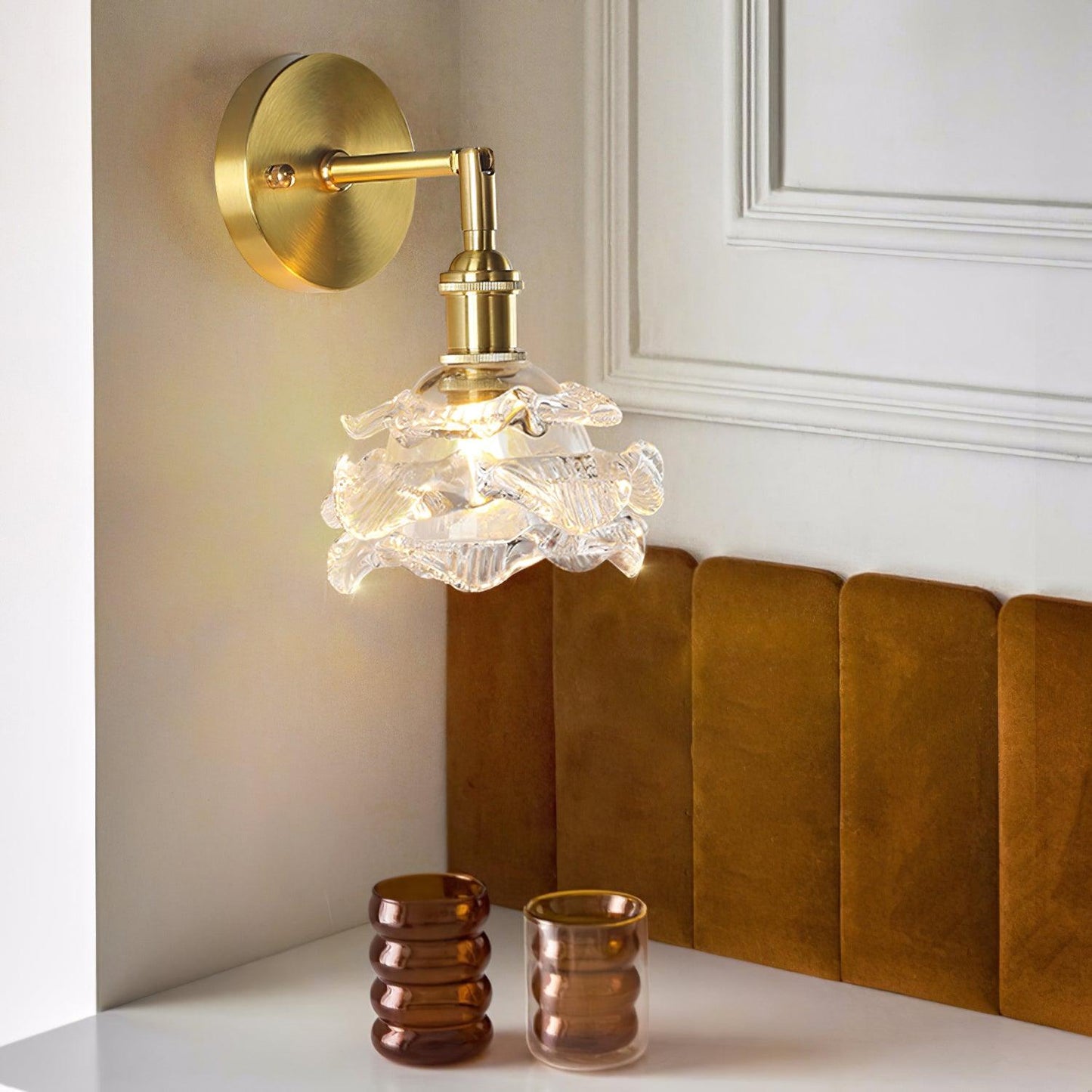 Kano Brass Wall Lamp Adjustable Arm LED Indoor Light Set of 2