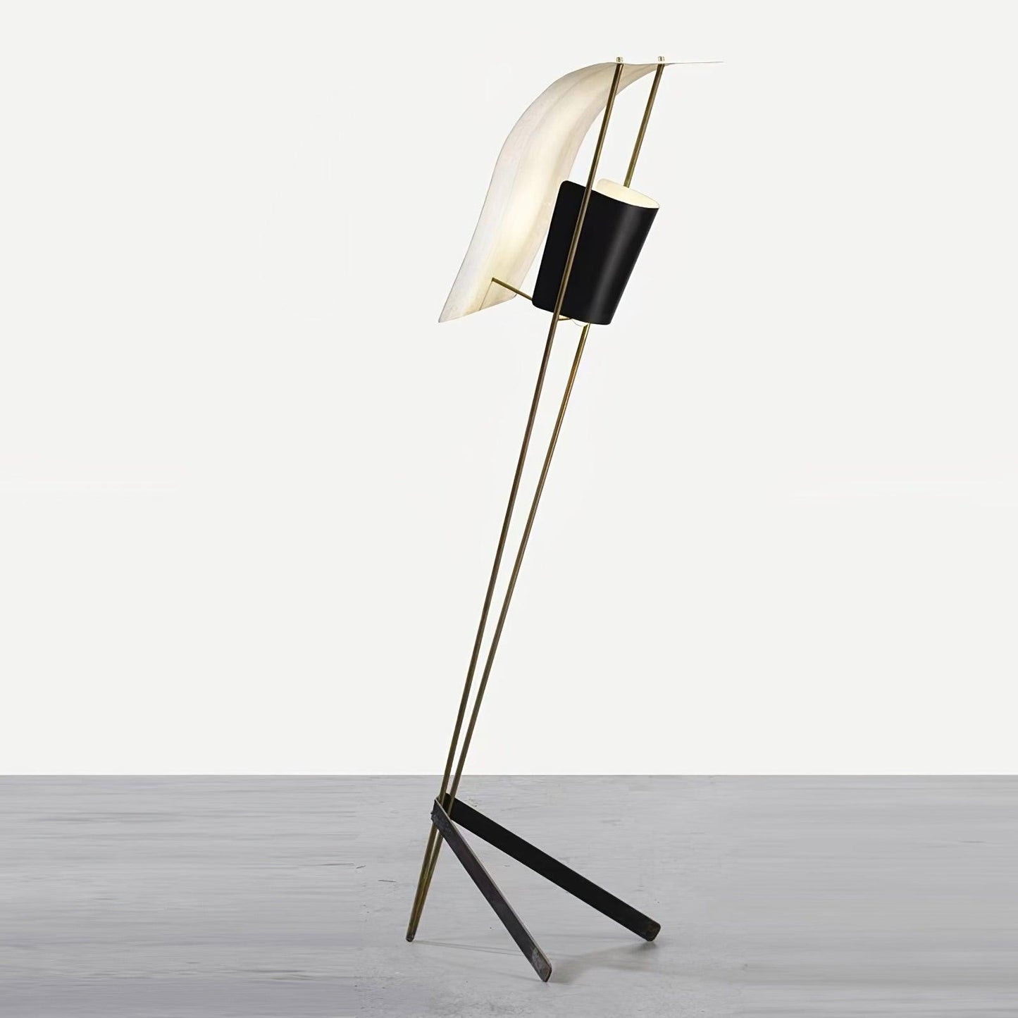 Kite Floor Lamp with LED and Hand-Hammered Brass Shade