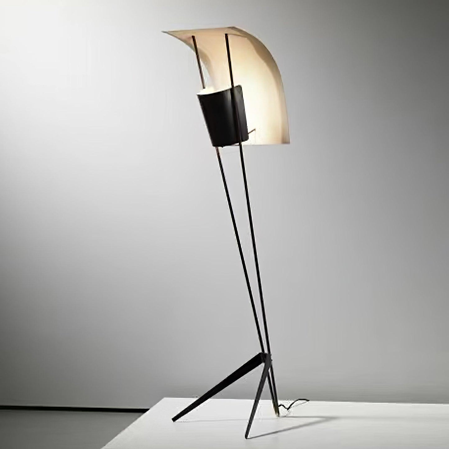 Kite Floor Lamp with LED and Hand-Hammered Brass Shade