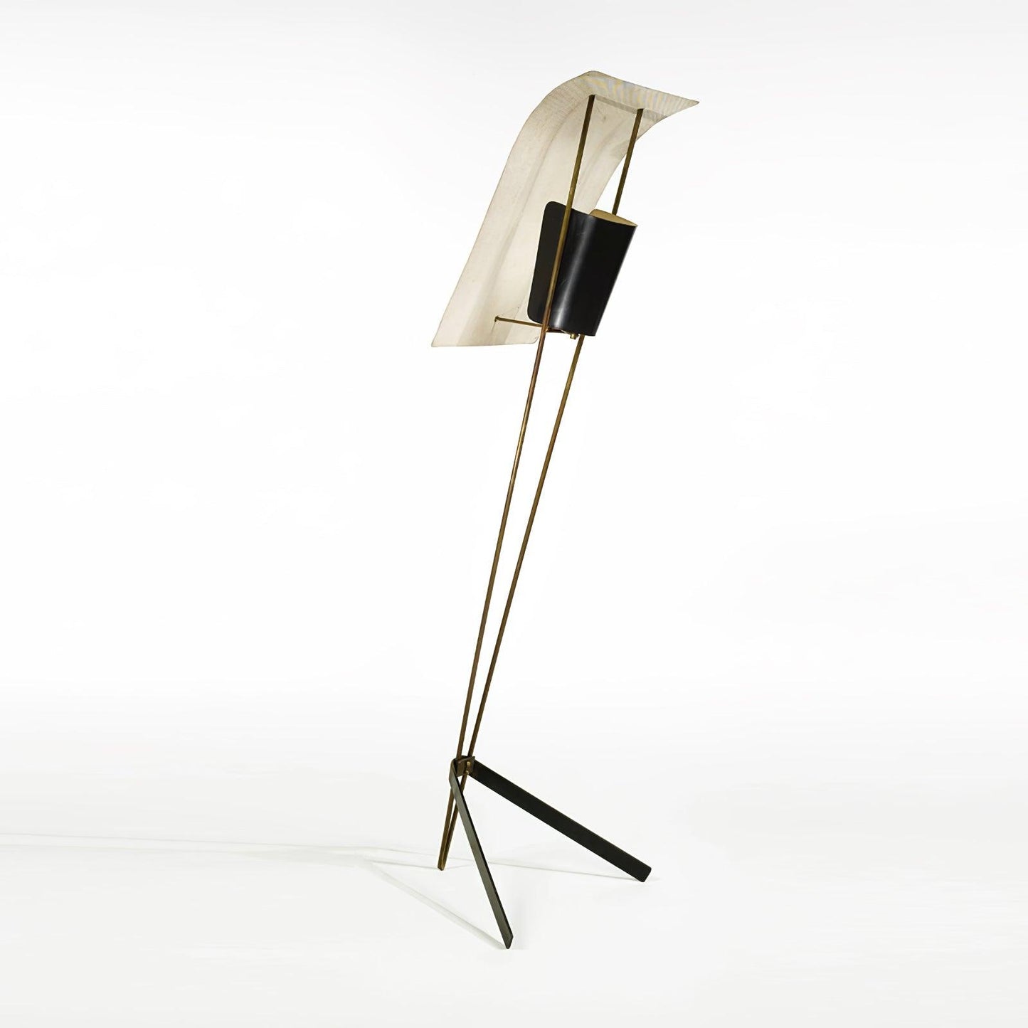 Kite Floor Lamp with LED and Hand-Hammered Brass Shade