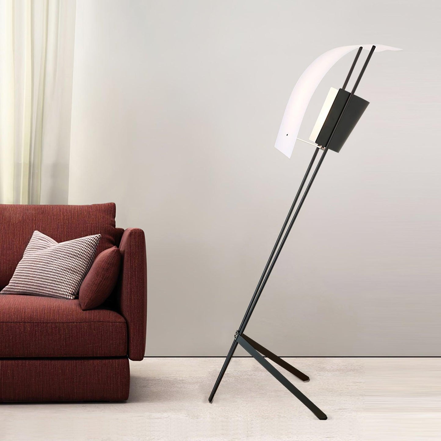 Kite Floor Lamp with LED and Hand-Hammered Brass Shade