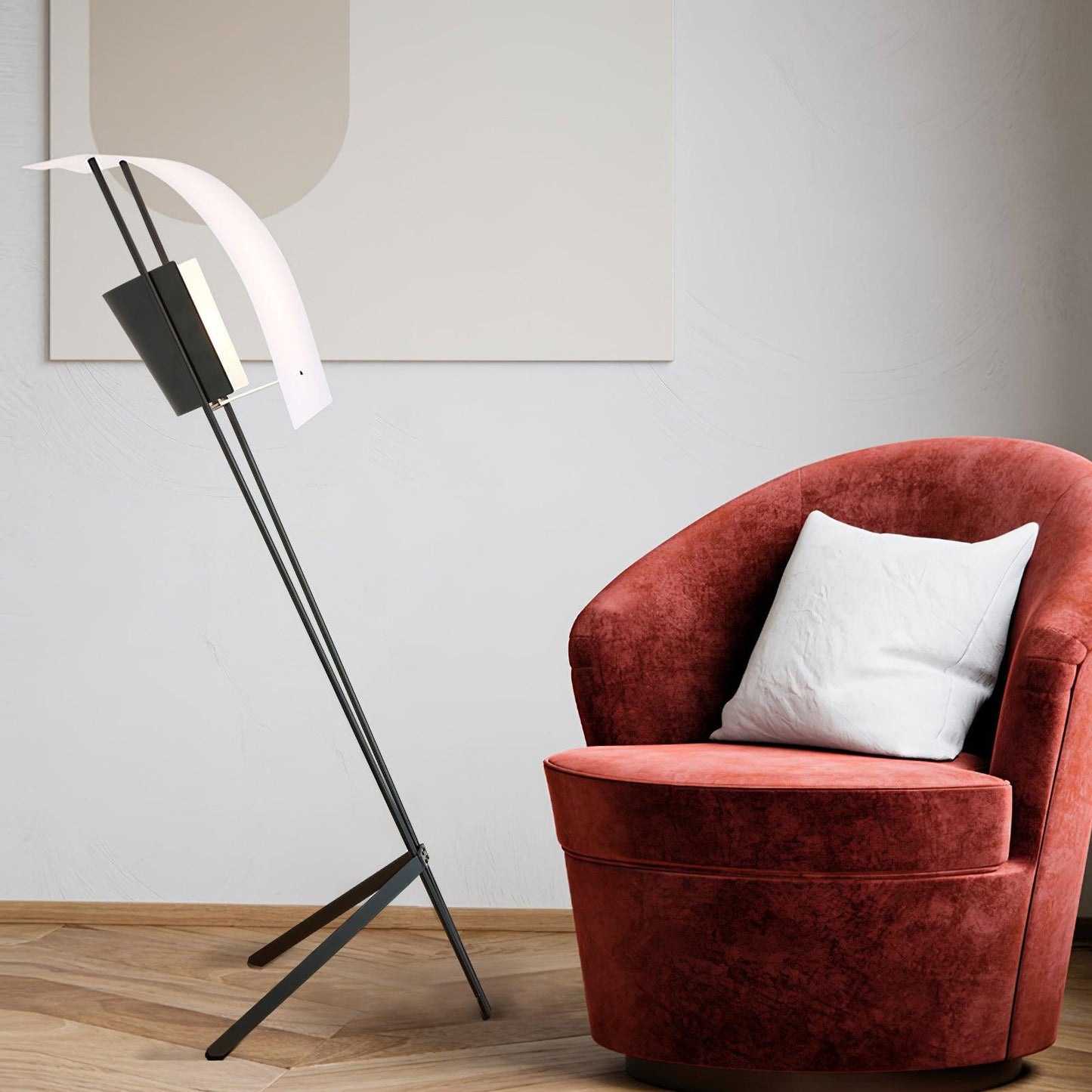 Kite Floor Lamp with LED and Hand-Hammered Brass Shade