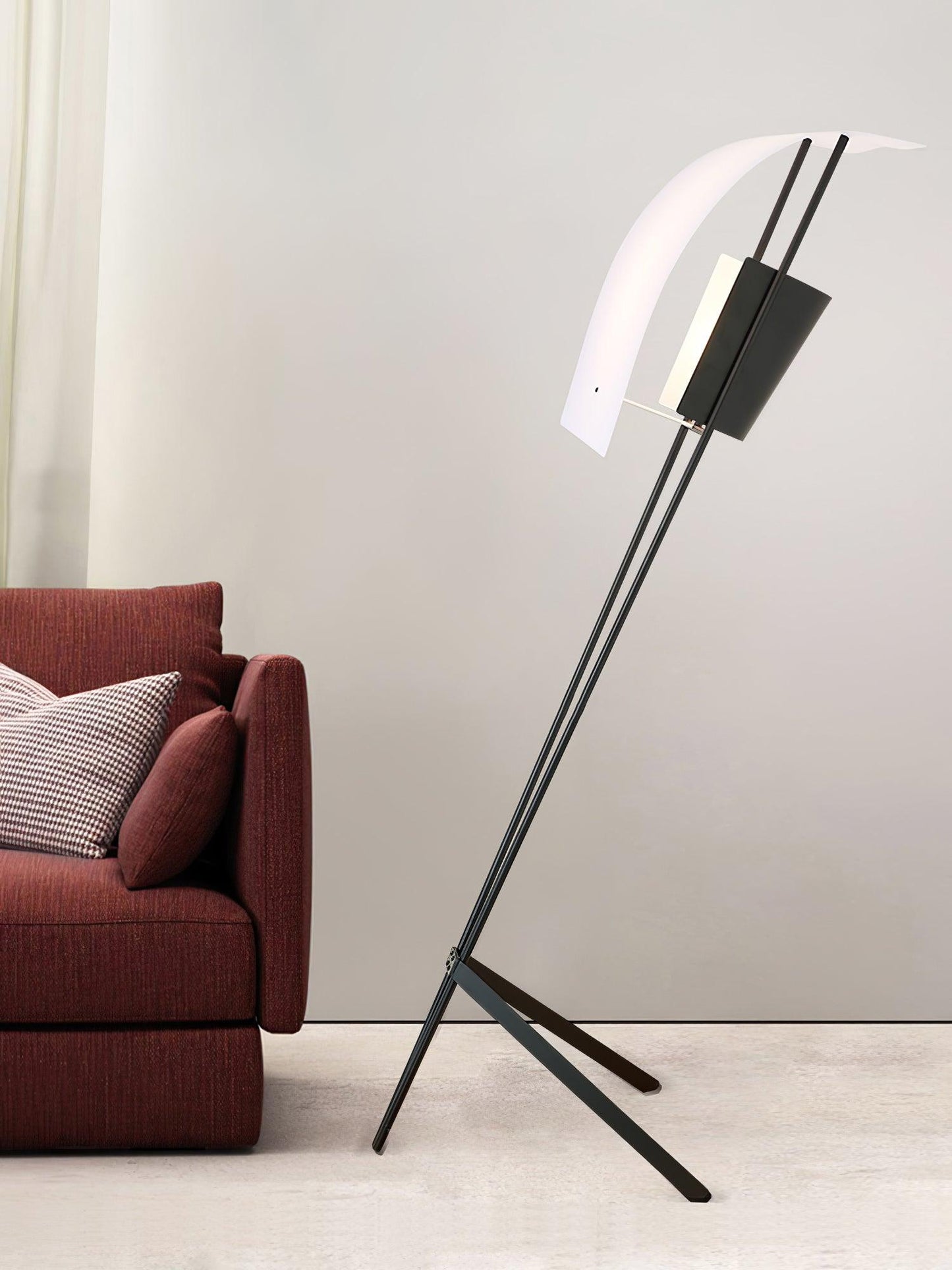 Kite Floor Lamp with LED and Hand-Hammered Brass Shade