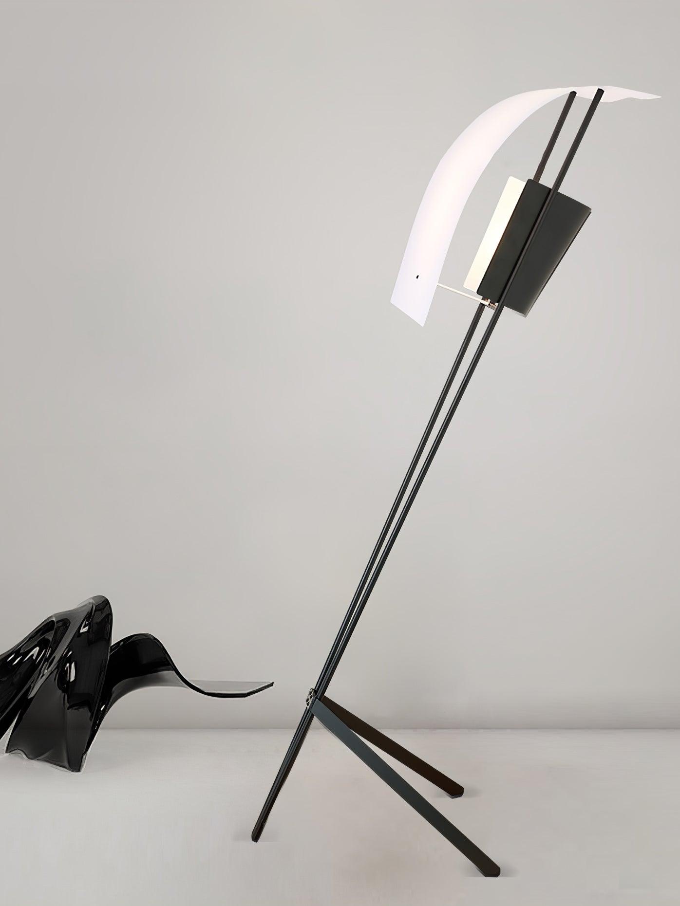 Kite Floor Lamp with LED and Hand-Hammered Brass Shade